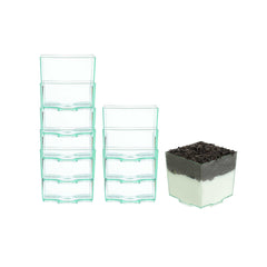 2 oz Square Seagreen Plastic Quadrato Cup - 1 3/4