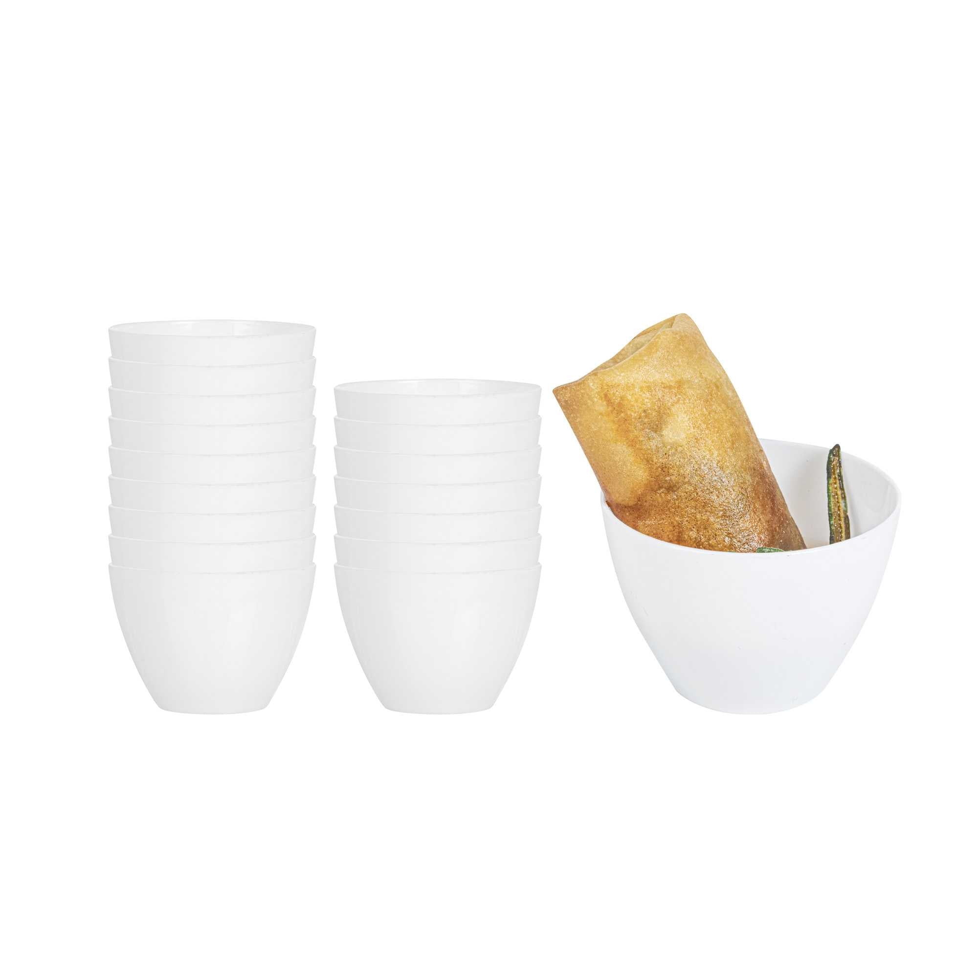 Mini Serve 2 oz Round White Plastic Mini Tasting Bowl - 2" x 2" x 1 1/2" - 100 count box