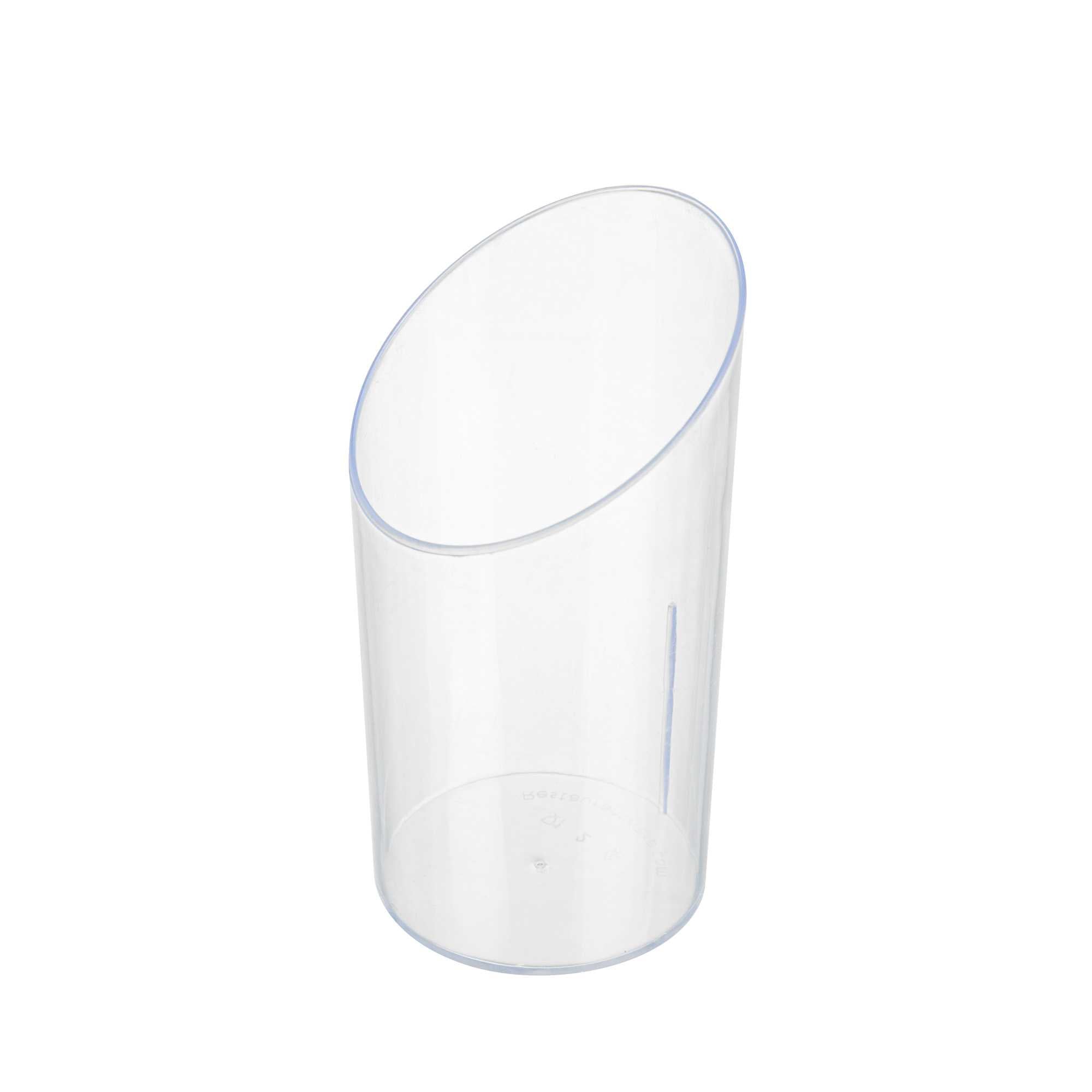 Mini Serve 3 oz Round Clear Plastic Incline Shot Glass - 2" x 2" x 3 1/4" - 100 count box