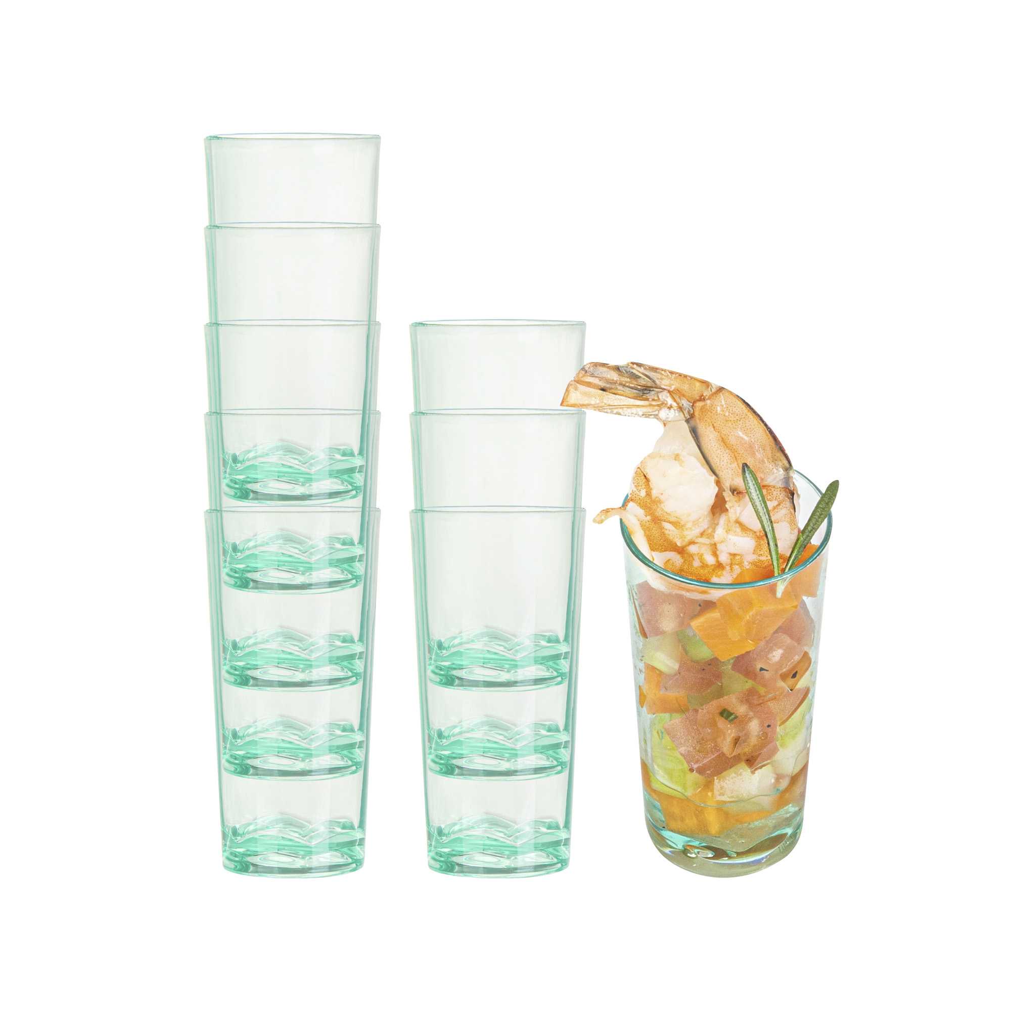 Mini Serve 2 oz Round Seagreen Plastic Cannello Shot Glass - 1 1/2" x 1 1/2" x 3" - 100 count box