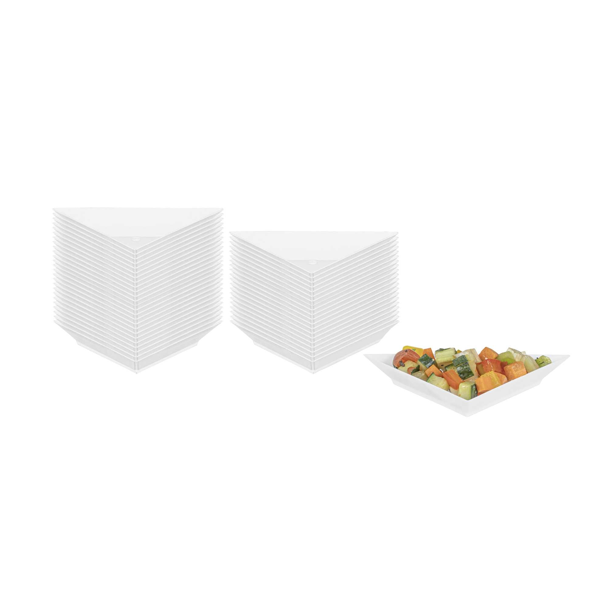 Mini Serve White Plastic Mini Triangolo Appetizer Plate - 4" x 2" - 100 count box