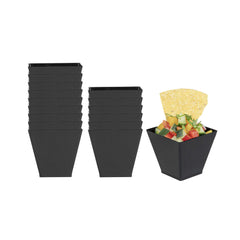 Mini Serve 2 oz Square Black Plastic Mini Kova Cup - 2