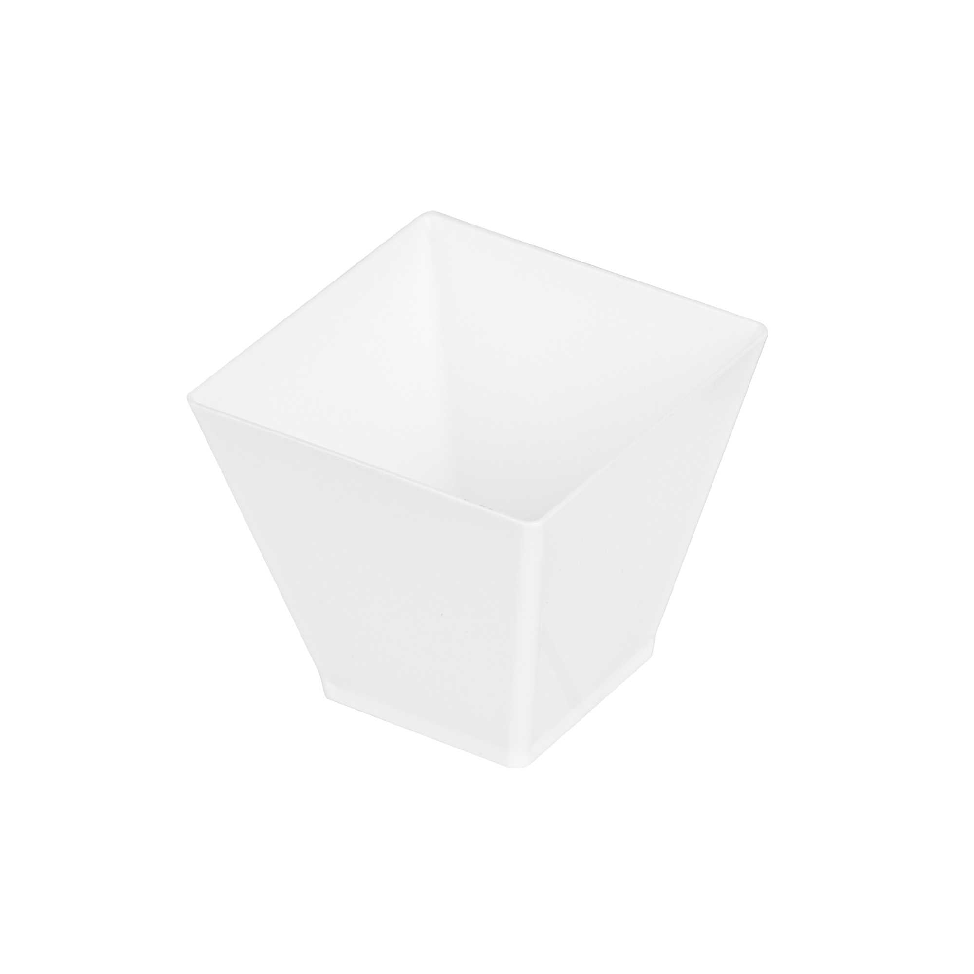 Mini Serve 2 oz Square White Plastic Mini Kova Cup - 2" x 2" x 1 3/4" - 100 count box