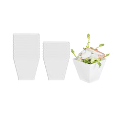 Mini Serve 2 oz Square White Plastic Mini Kova Cup - 2