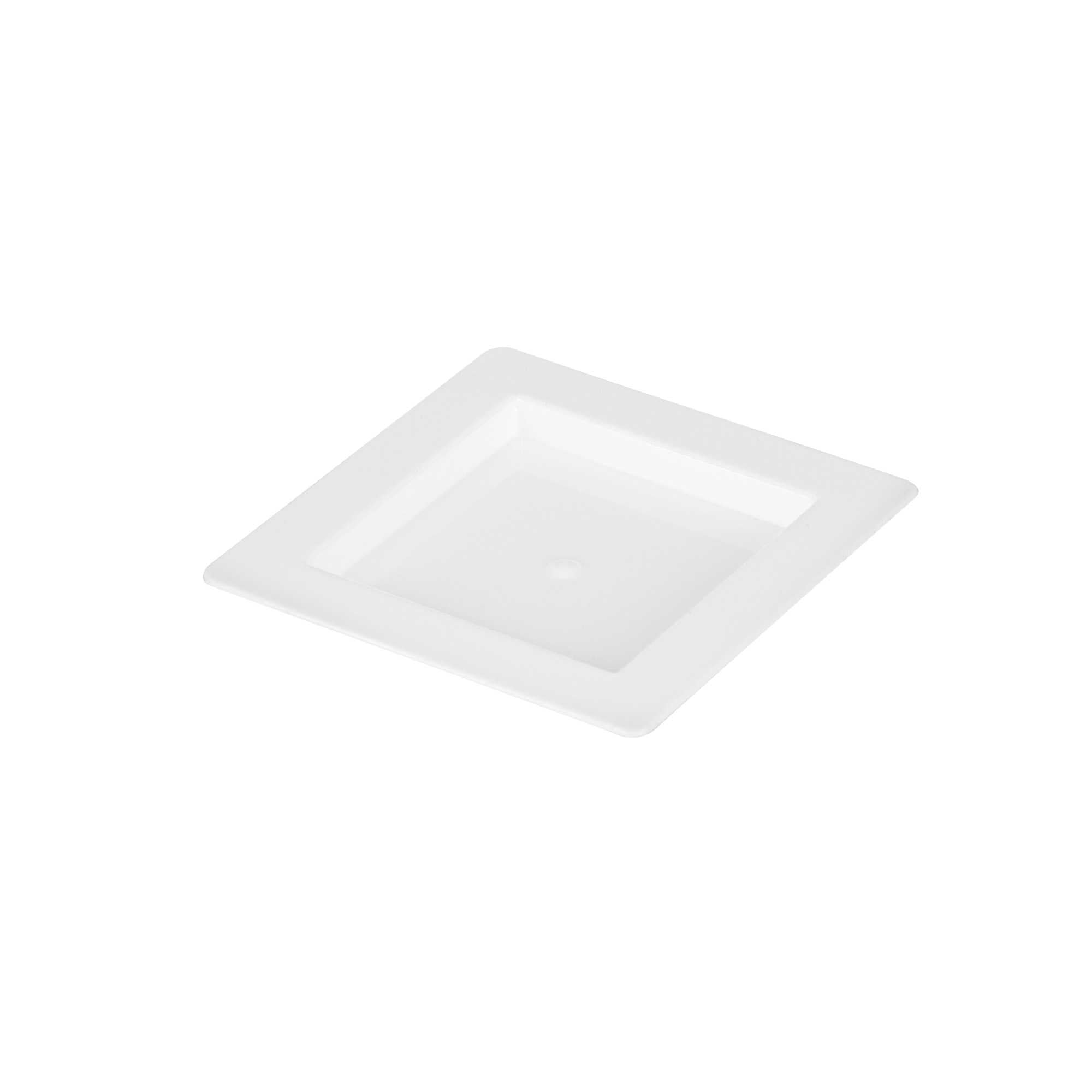 Mini Serve Square White Plastic Mini Edge Plate - 2 3/4" x 2 3/4" - 100 count box