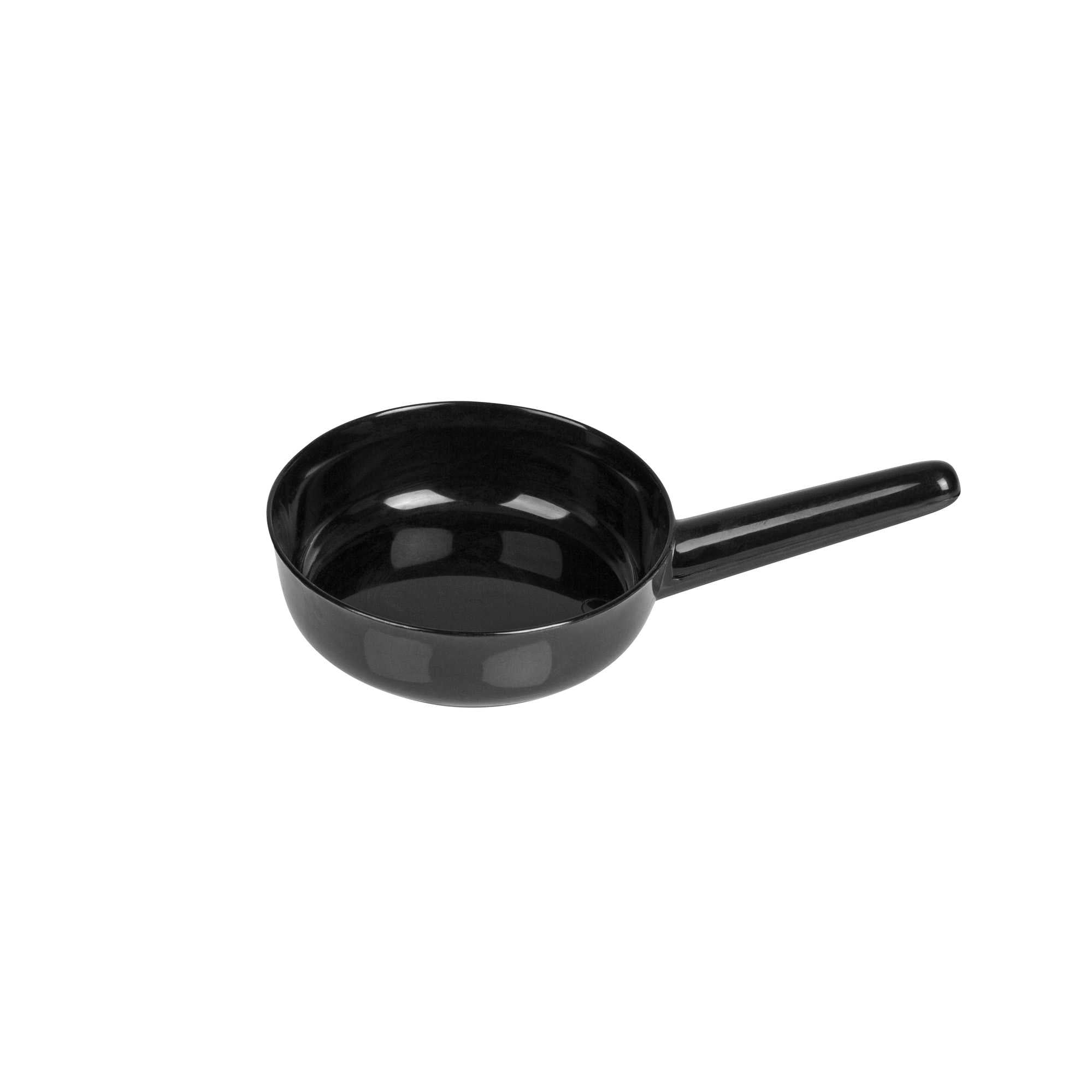 1 oz Round Black Plastic Mini Sauce Pan - 3 1/4" x 2" x 1/2" - 20 count box