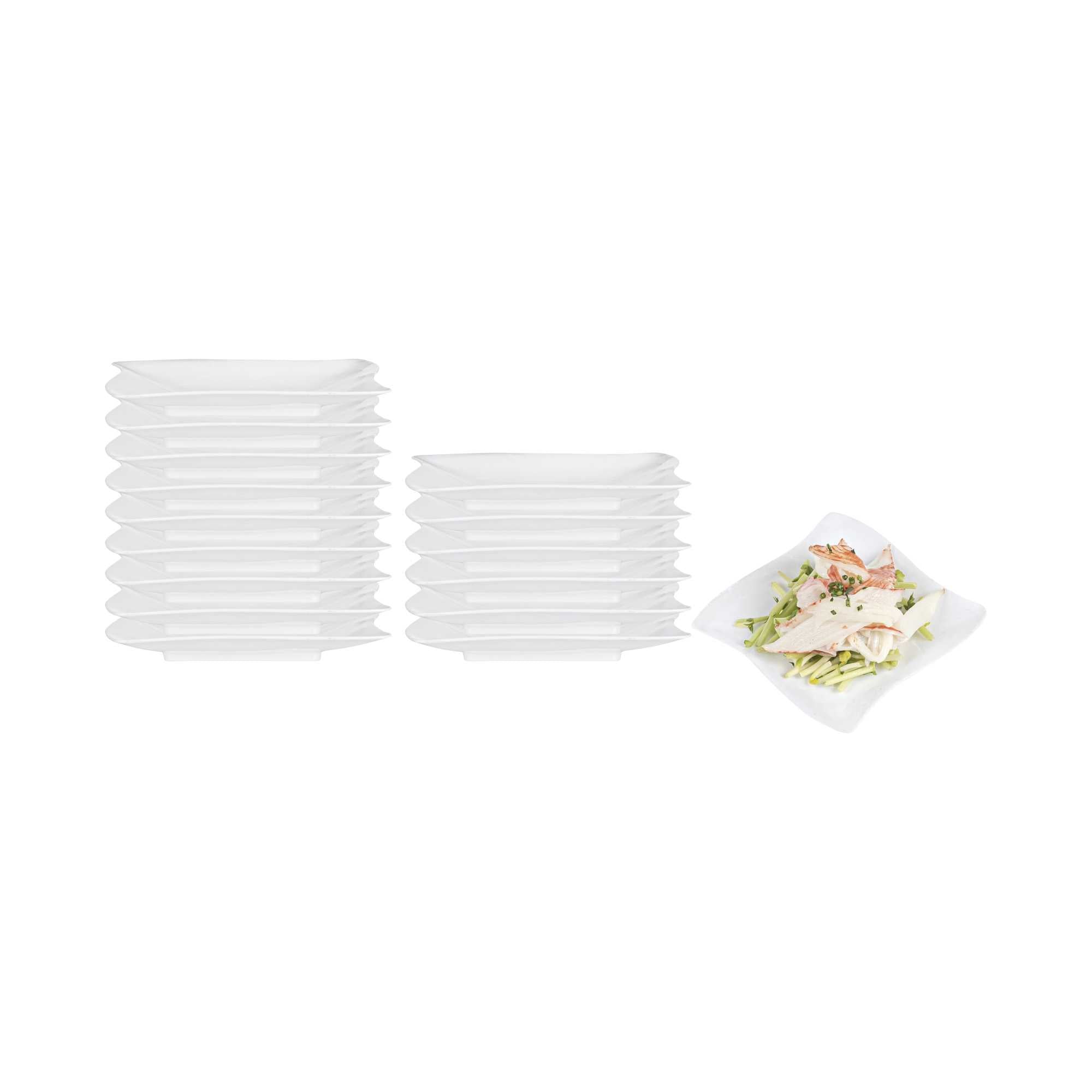 Mini Serve Square White Plastic Aqua Plate - 3" x 3" - 100 count box