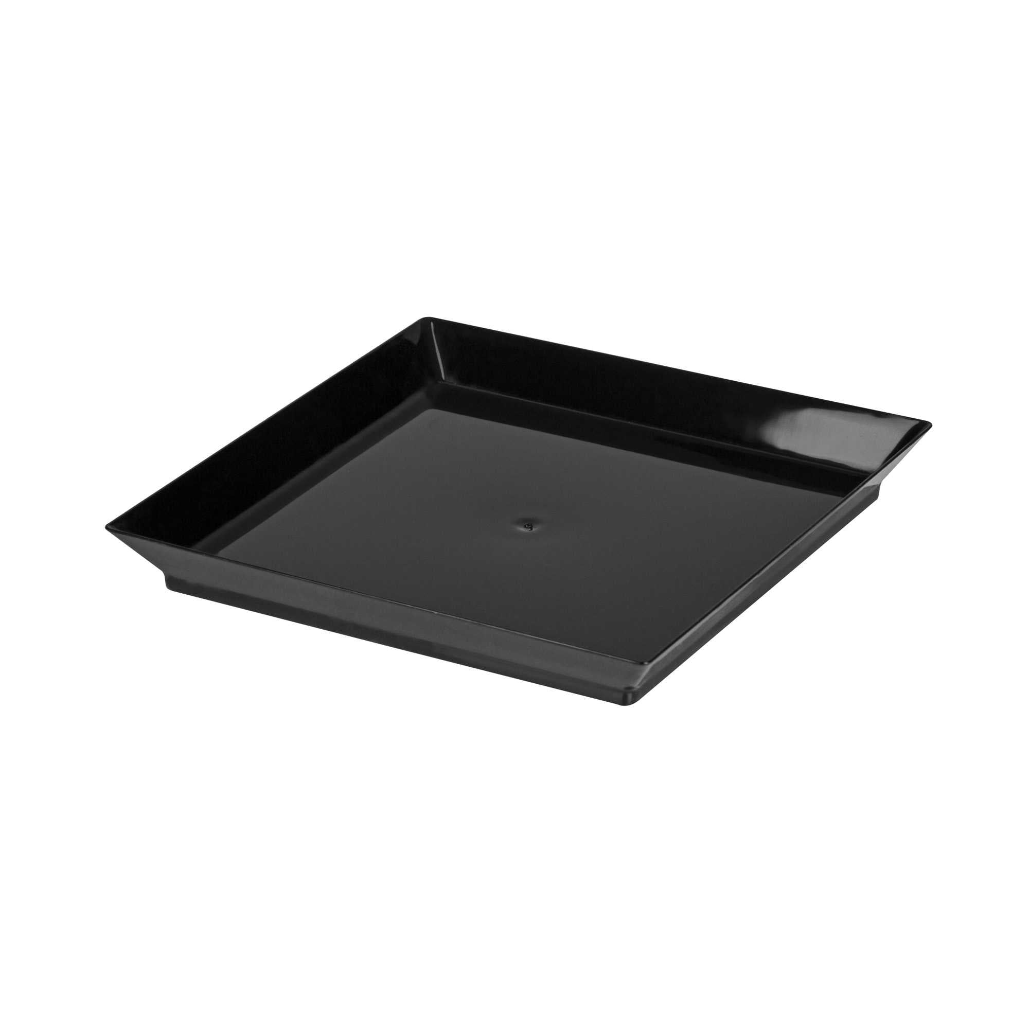 Square Black Plastic Medium Modern Plate - 5" x 5" - 25 count box