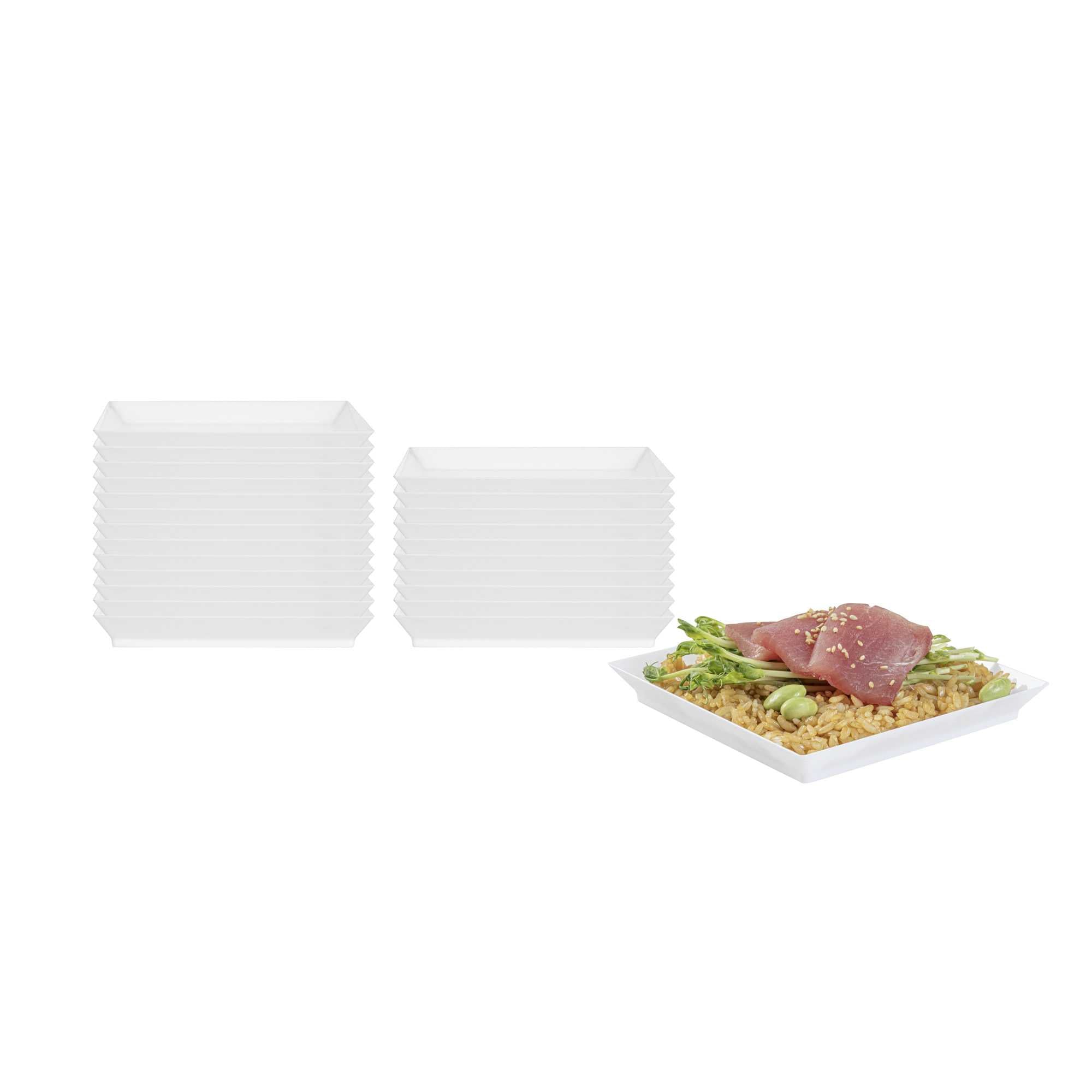 Square White Plastic Medium Modern Plate - 5" x 5" - 25 count box