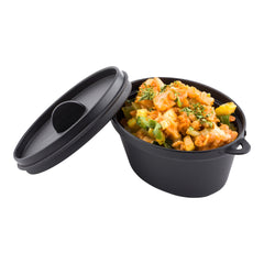 3 oz Oval Black Plastic Mini Kettle Dish - 3