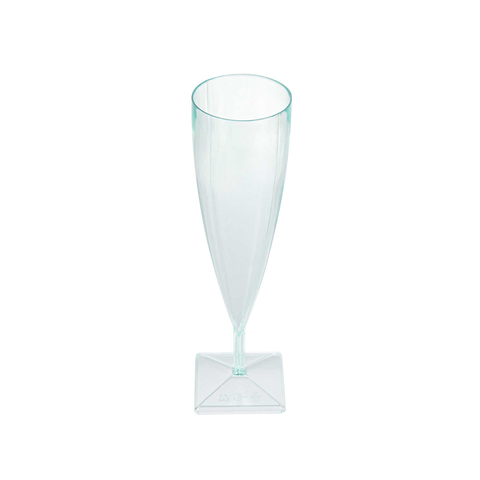 Bev Tek 5 oz Seagreen Plastic Champagne Flute - 2" x 2" x 7" - 100 count box