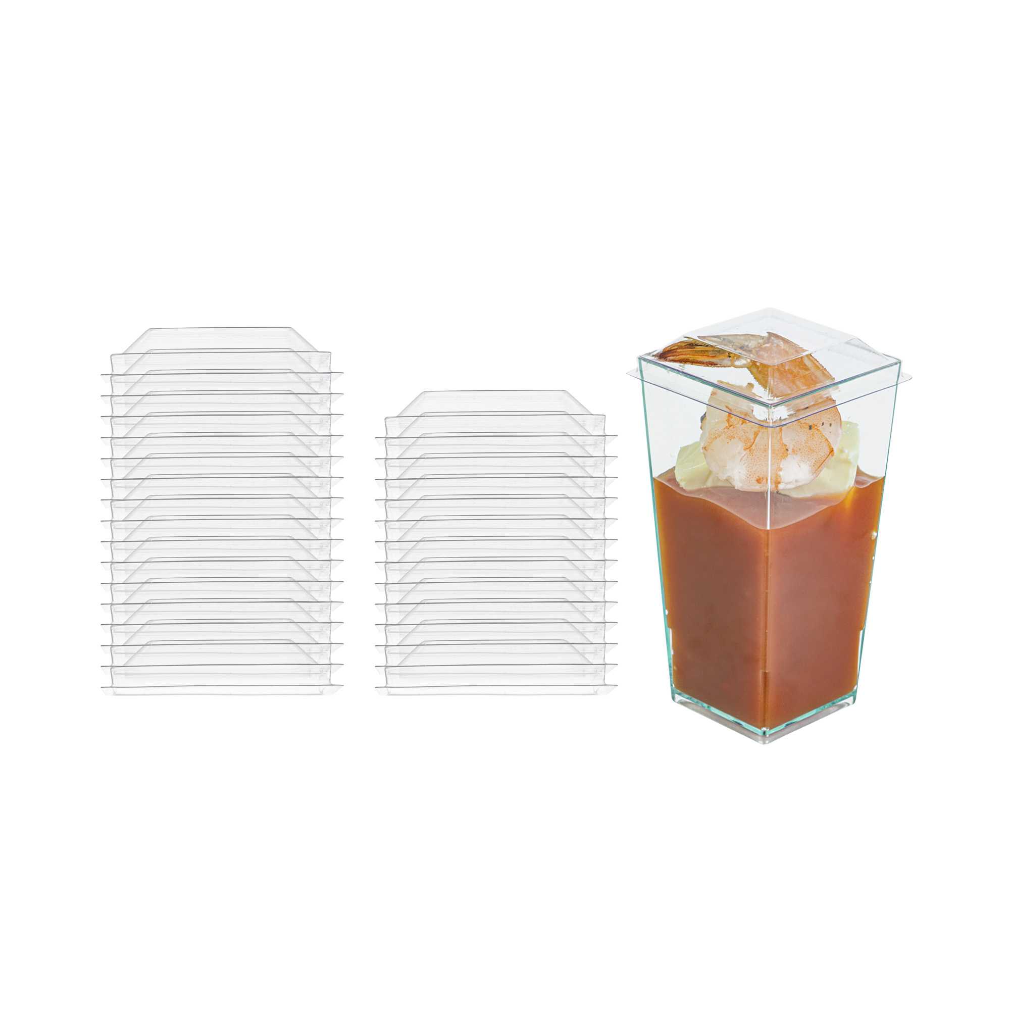 Mini Serve Square Clear Plastic Lid - Fits Tall Geometric Cup - 100 count box