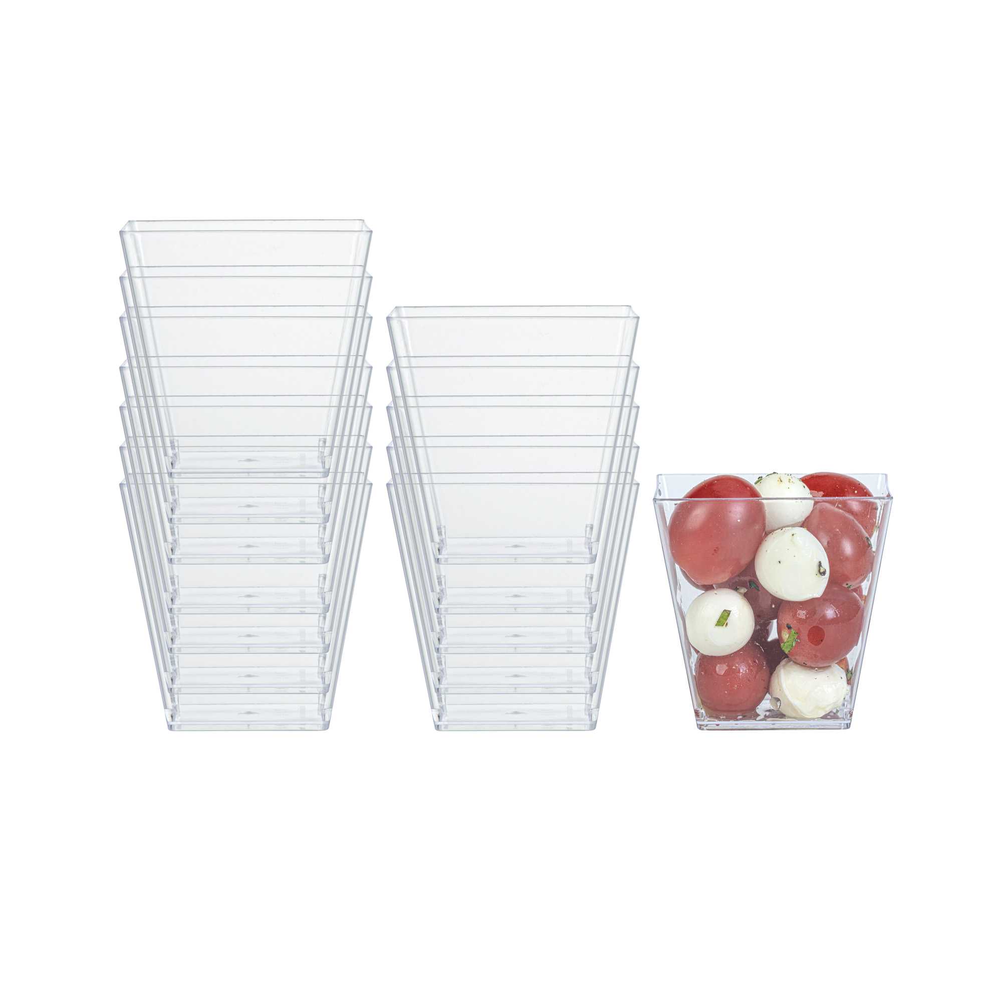 Mini Serve 8 oz Square Clear Plastic Large Kova Cup - 2 3/4" x 2 3/4" x 2 3/4" - 100 count box