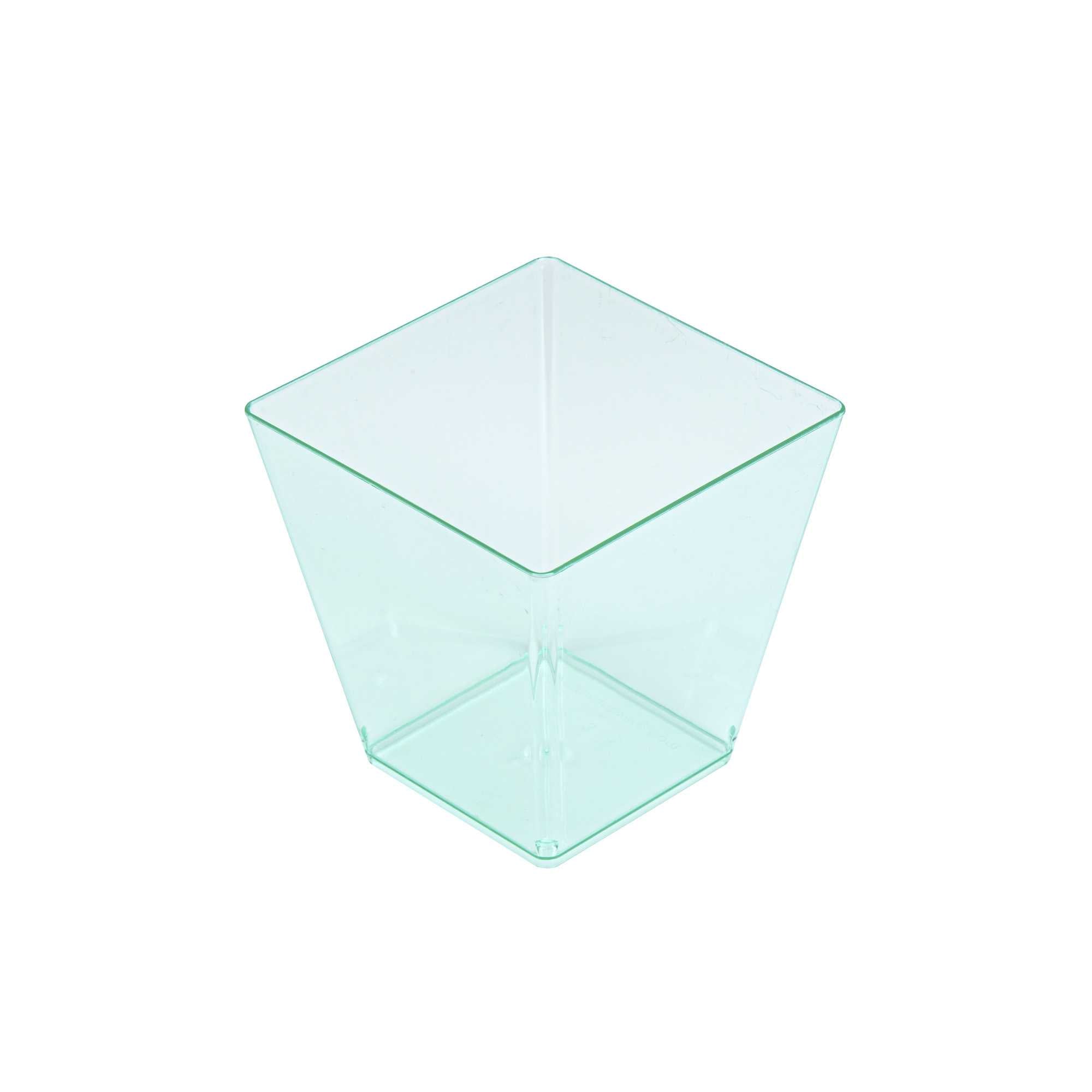 Mini Serve 8 oz Square Seagreen Plastic Large Kova Cup - 2 3/4" x 2 3/4" x 2 3/4" - 100 count box