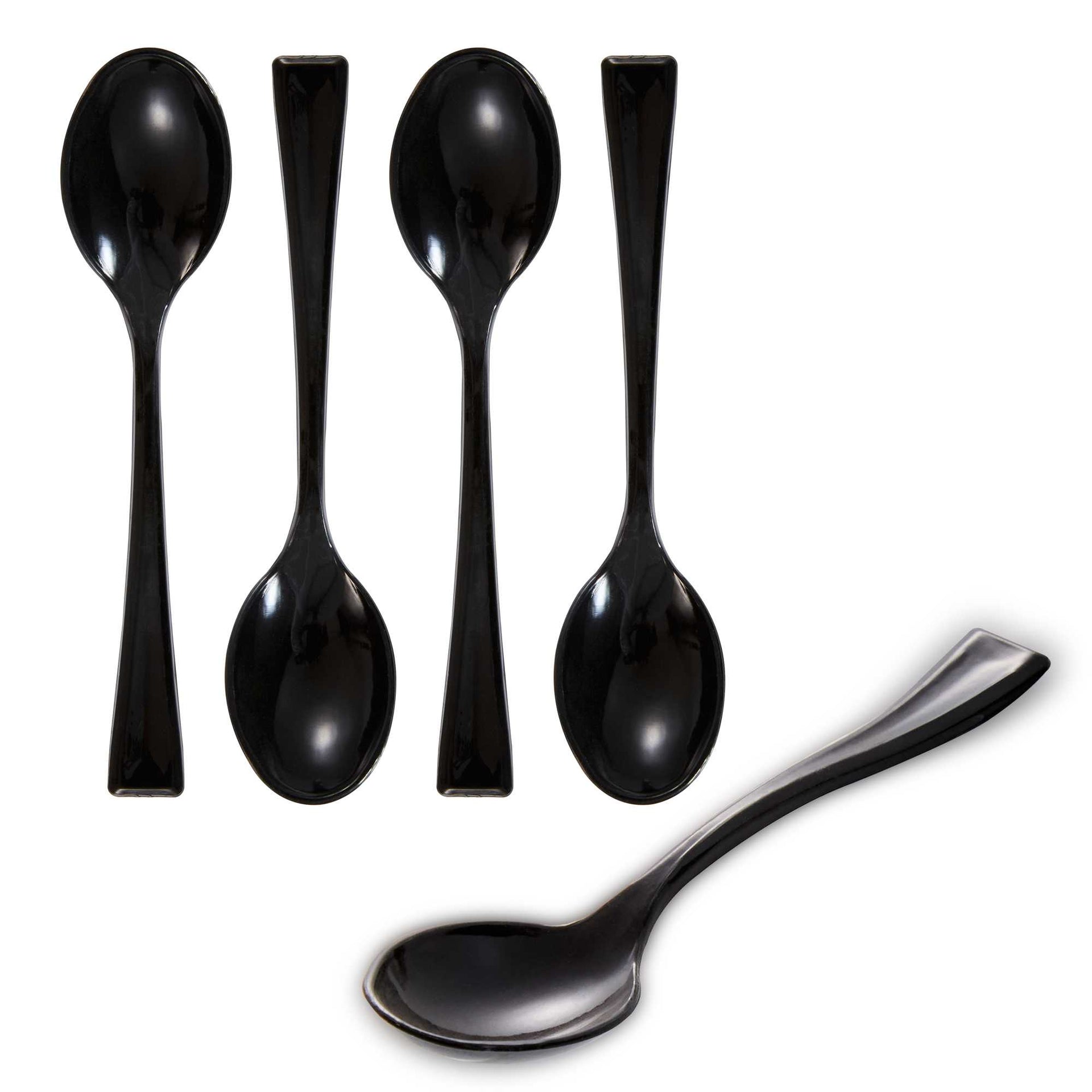 Mini Serve Black Plastic Mini Spoon - 4" - 500 count box