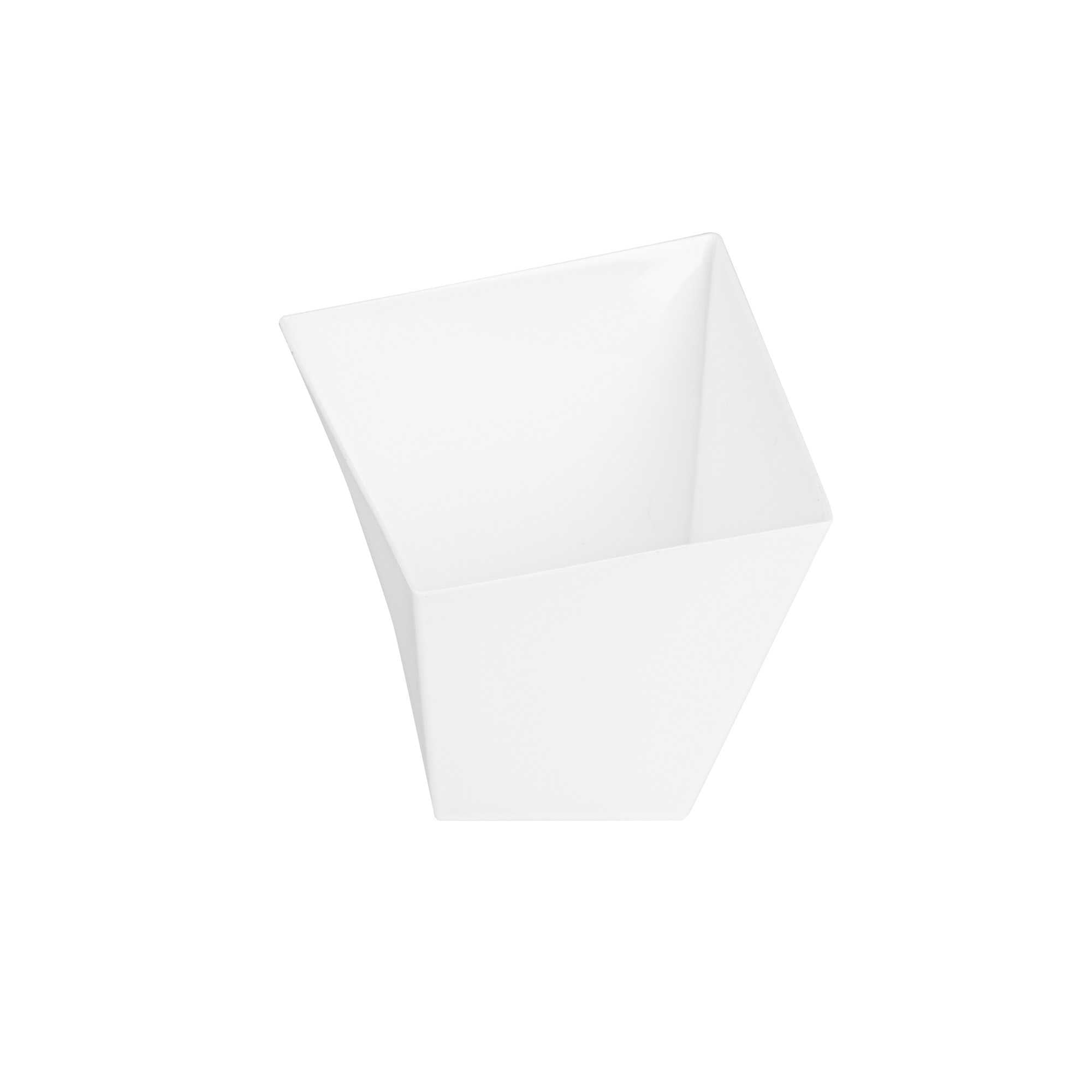 Mini Serve 6 oz Square White Plastic Large Girata Dish - 3 1/4" x 2 3/4" x 3" - 100 count box