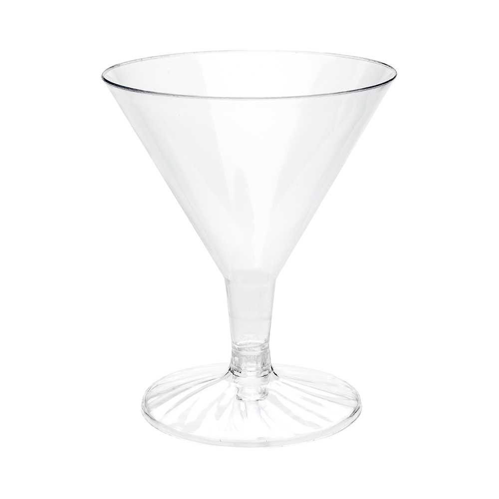 5 oz Round Clear Plastic Medium Martini Glass - 3 1/4" x 3 1/4" x 4" - 10 count box