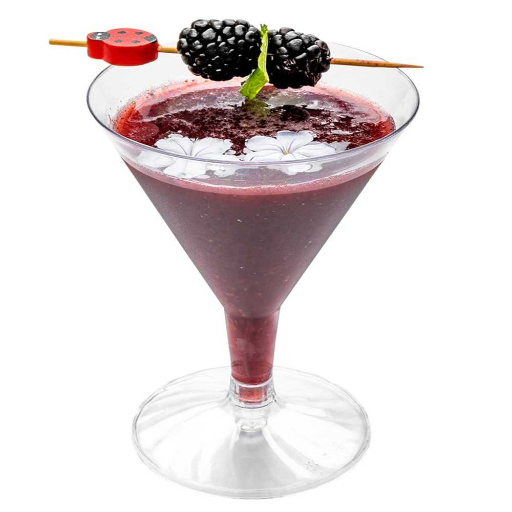 5 oz Round Clear Plastic Medium Martini Glass - 3 1/4" x 3 1/4" x 4" - 10 count box