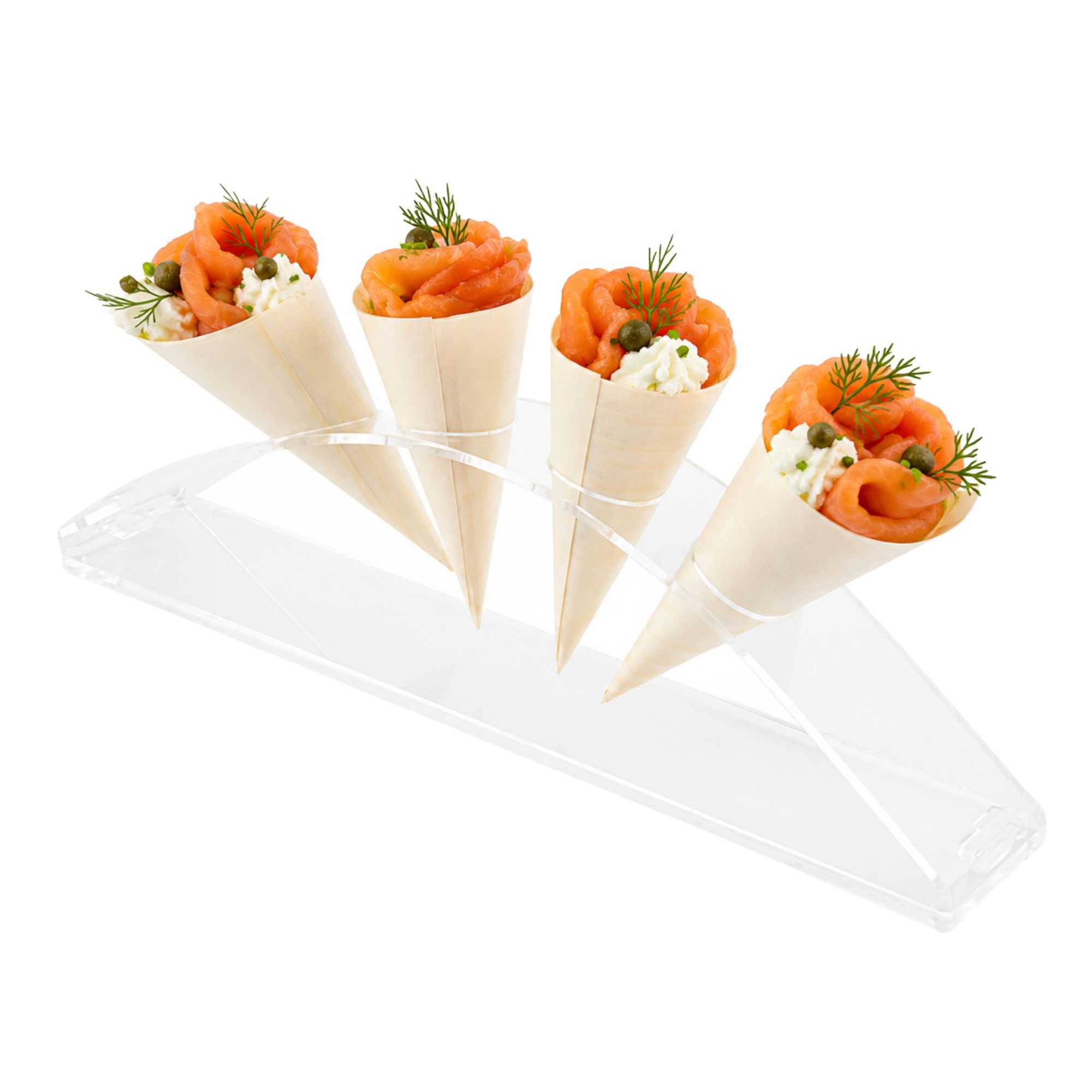 Cone Tek Clear Plastic Rising Sun Cone Stand - 4 slots - 12" x 6" x 3 1/2" - 1 count box