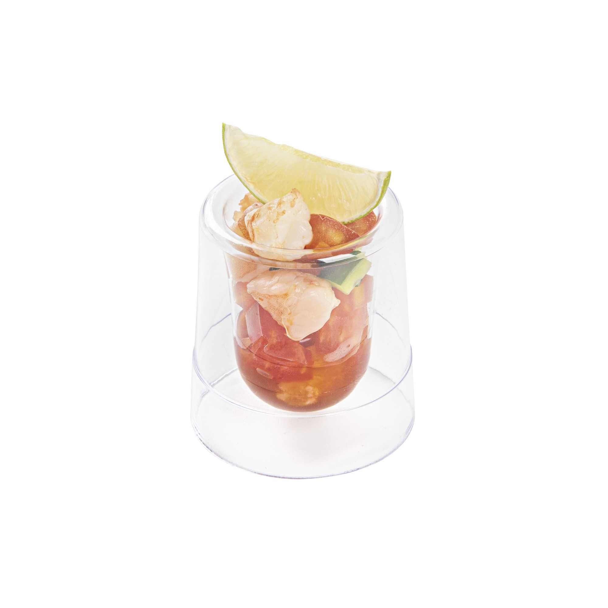 Mini Serve 2 oz Round Clear Plastic Double Walled Cup - 2" x 2" x 2 1/2" - 100 count box