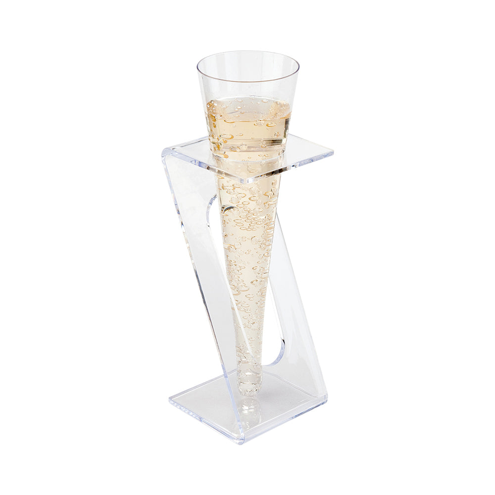 Bev Tek 4 oz Clear Plastic Medium Champagne Flute - Stand Sold Separately - 5 1/2" x 2" x 2" - 100 count box
