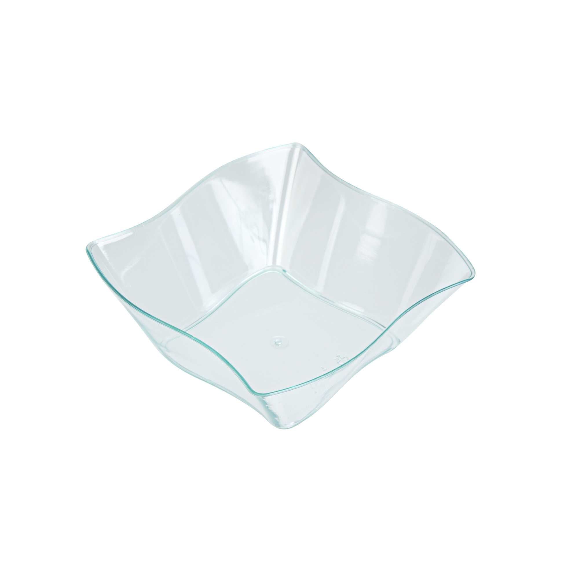 6 oz Square Seagreen Plastic Aqua Bowl - 3 1/4" x 3 1/4" x 1 1/2" - 25 count box