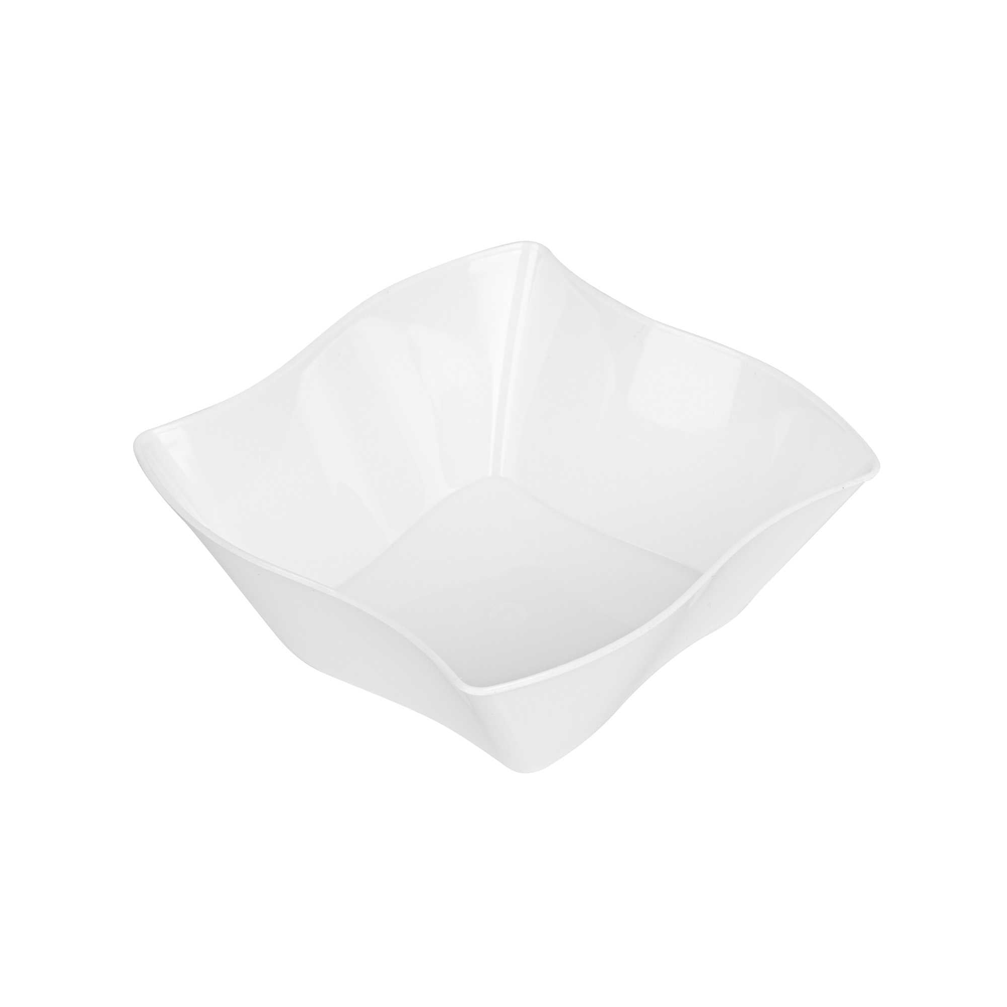 6 oz Square White Plastic Aqua Bowl - 3 1/4" x 3 1/4" x 1 1/2" - 25 count box