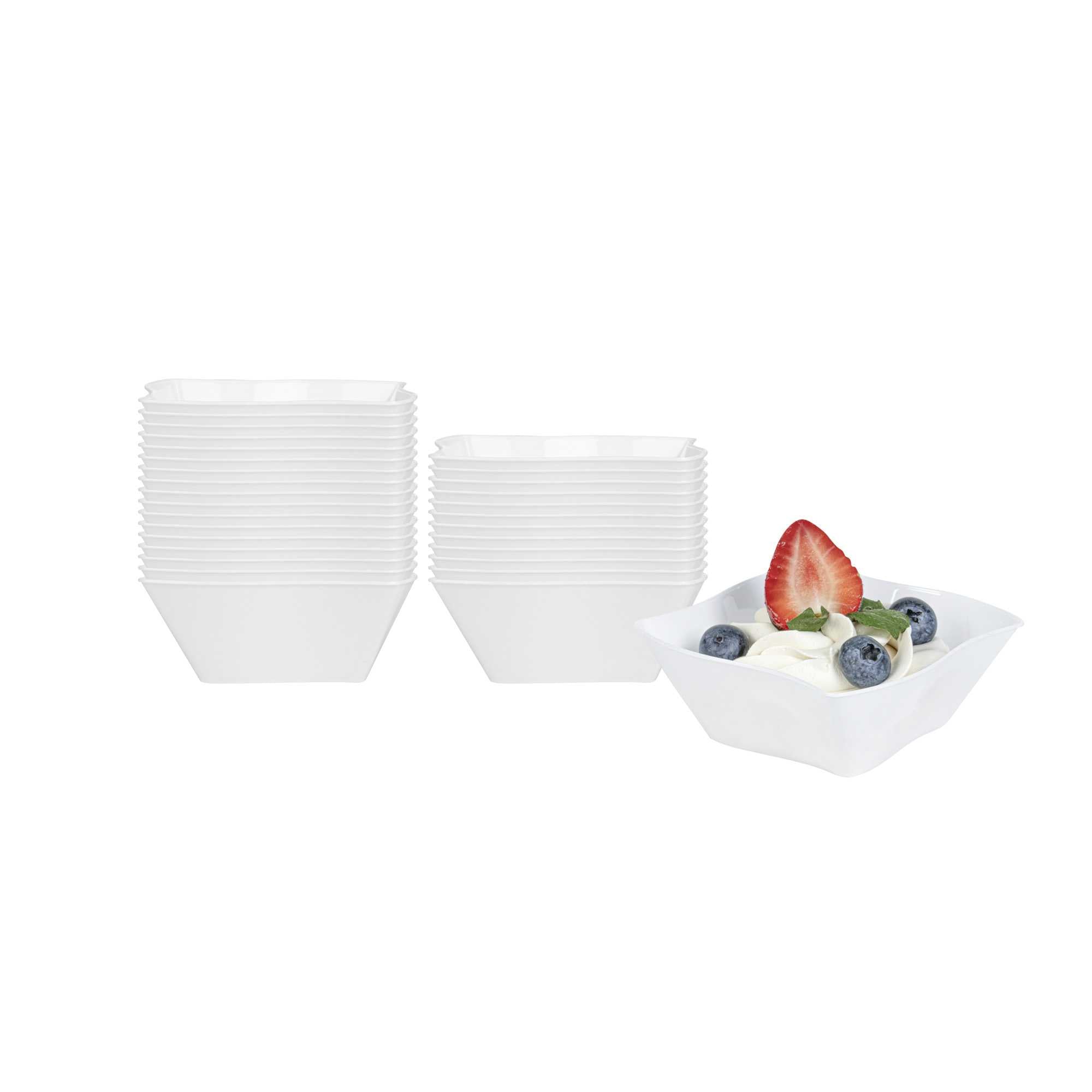6 oz Square White Plastic Aqua Bowl - 3 1/4" x 3 1/4" x 1 1/2" - 25 count box