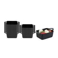3 oz Rectangle Black Plastic Cocotte - 3 3/4