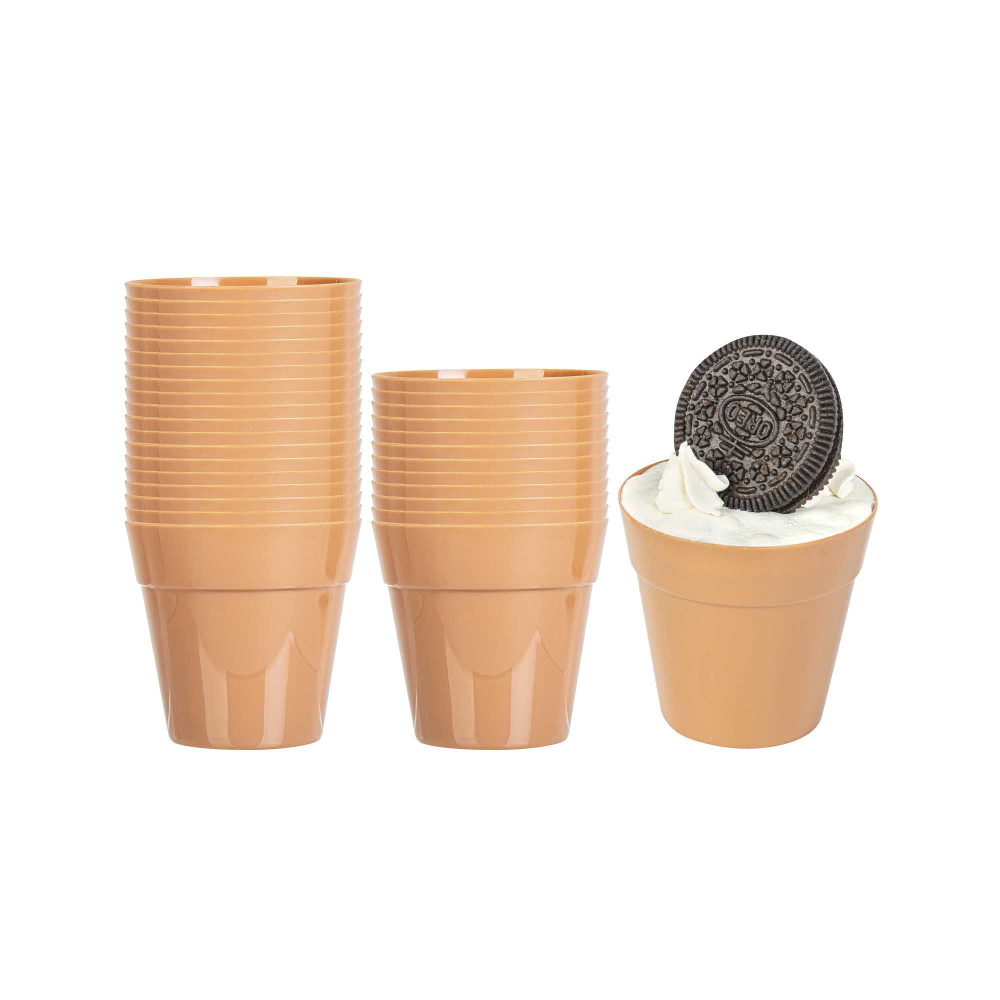 Mini Serve 4 oz Round Terracotta Plastic Mini Flower Pot - 2 1/2" x 2 1/2" x 2 1/2" - 100 count box