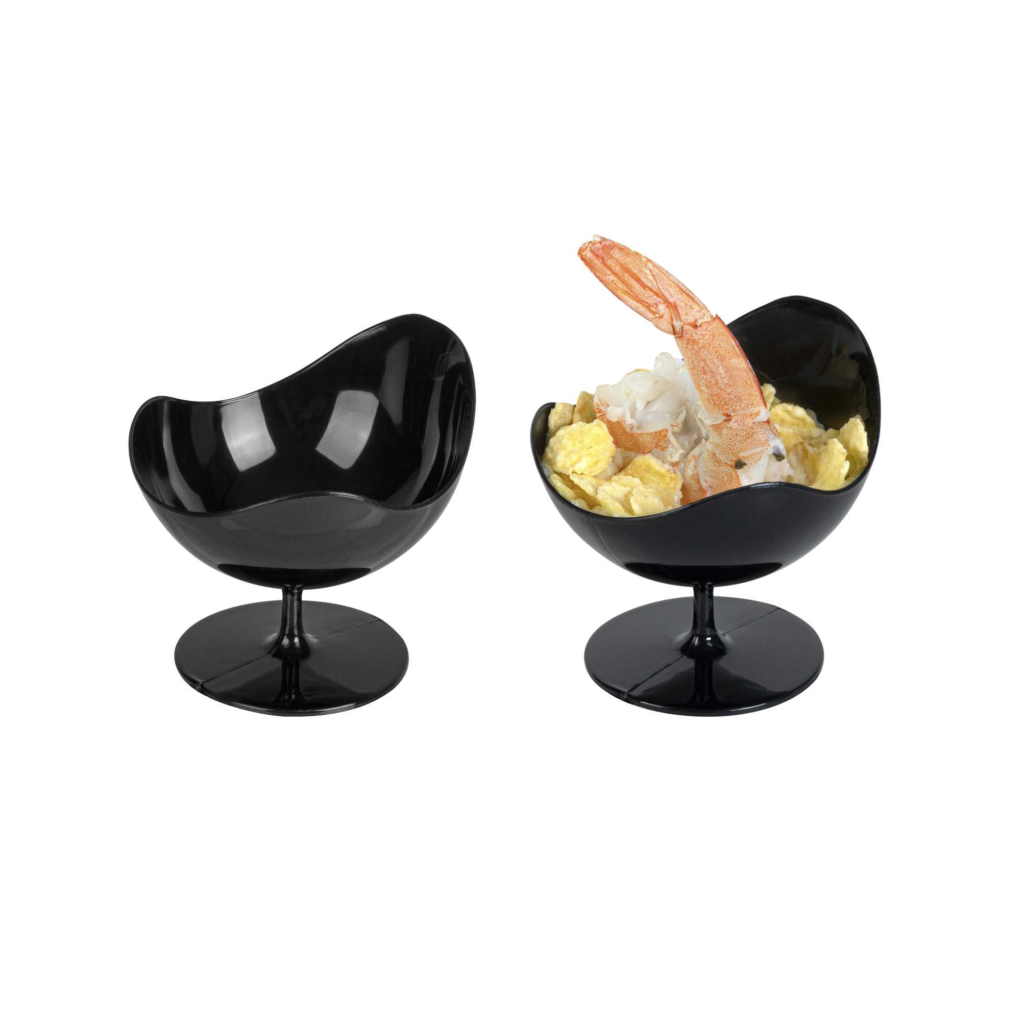 Mini Serve 2 oz Round Black Plastic Ball Chair - 2 3/4" x 2 3/4" x 2 3/4" - 100 count box
