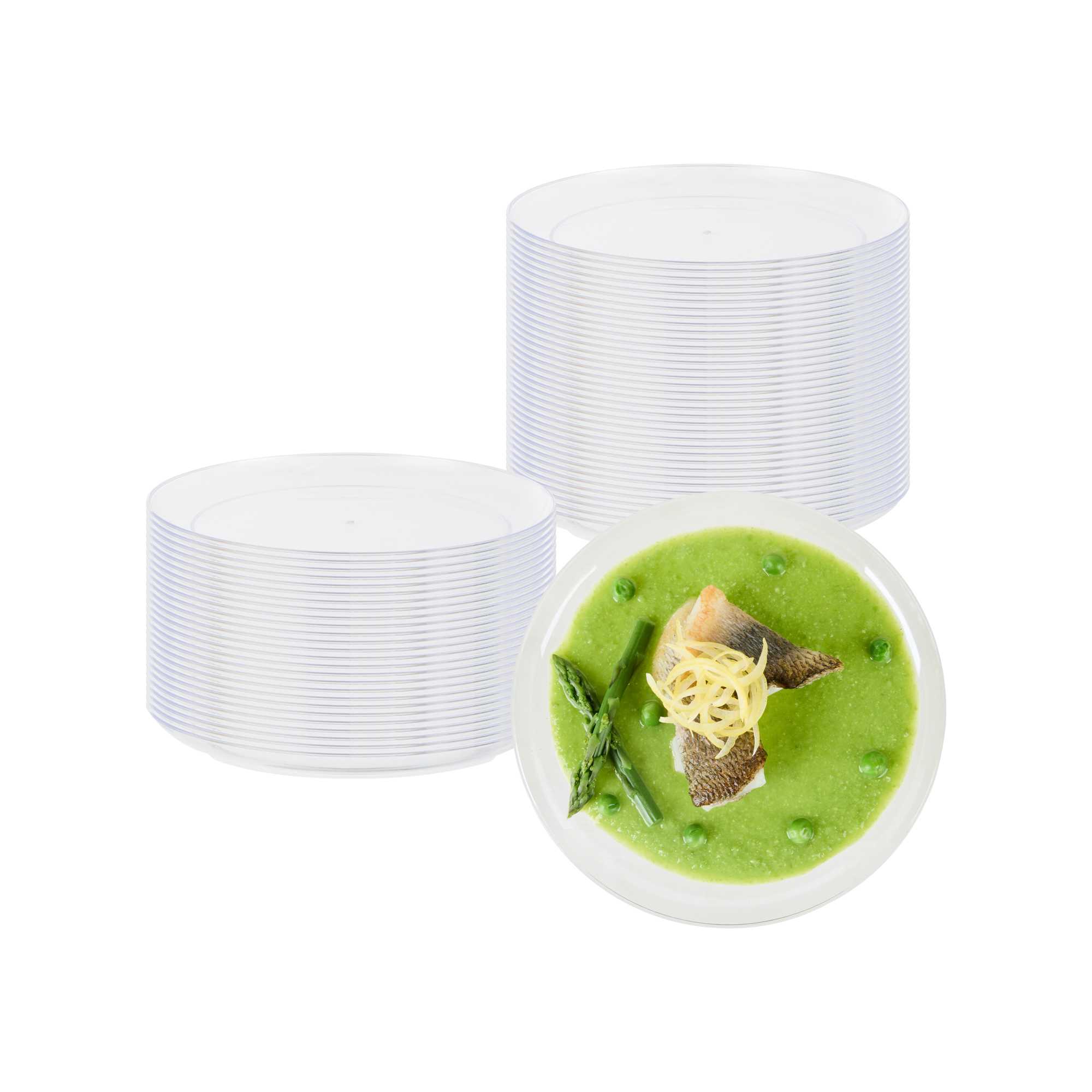 Maxi Serve Round Clear Plastic Medium Elegant Plate - 7" x 7" - 100 count box