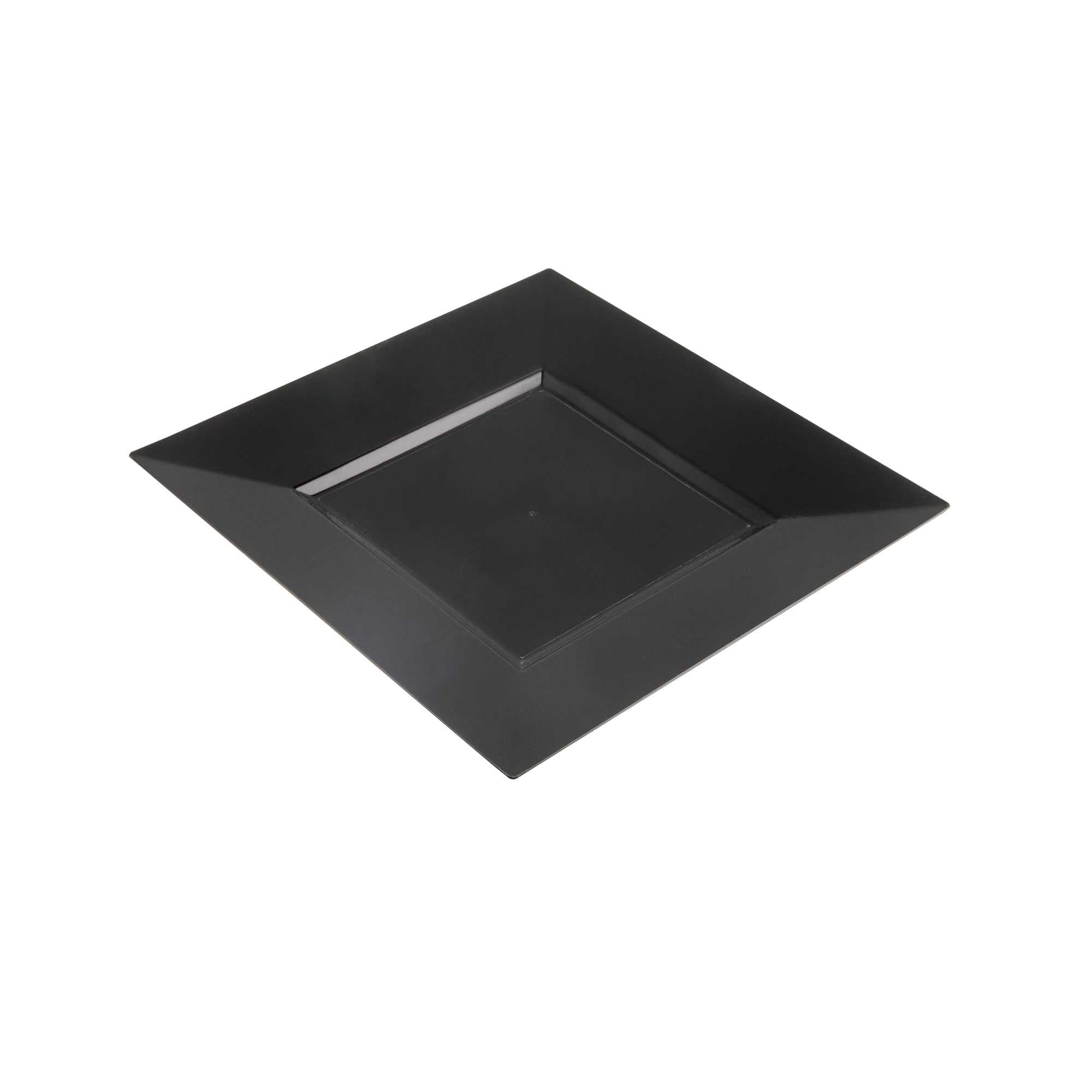 Maxi Serve Square Black Plastic Medium Plate - 8 1/4" x 8 1/4" x 1/2" - 100 count box