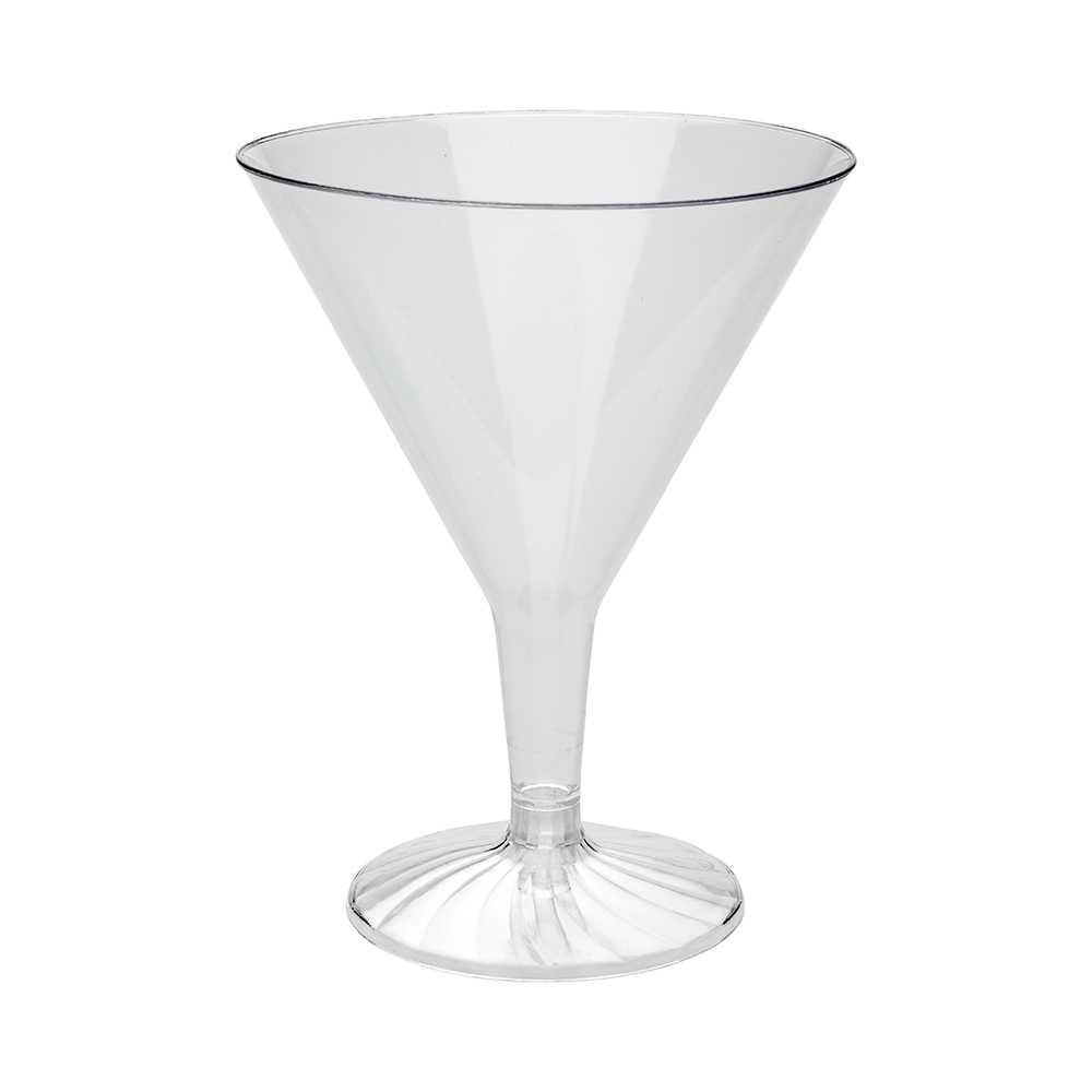 Bev Tek 8 oz Clear Plastic Martini Glass - 3 1/4" x 3 1/4" x 5" - 200 count box