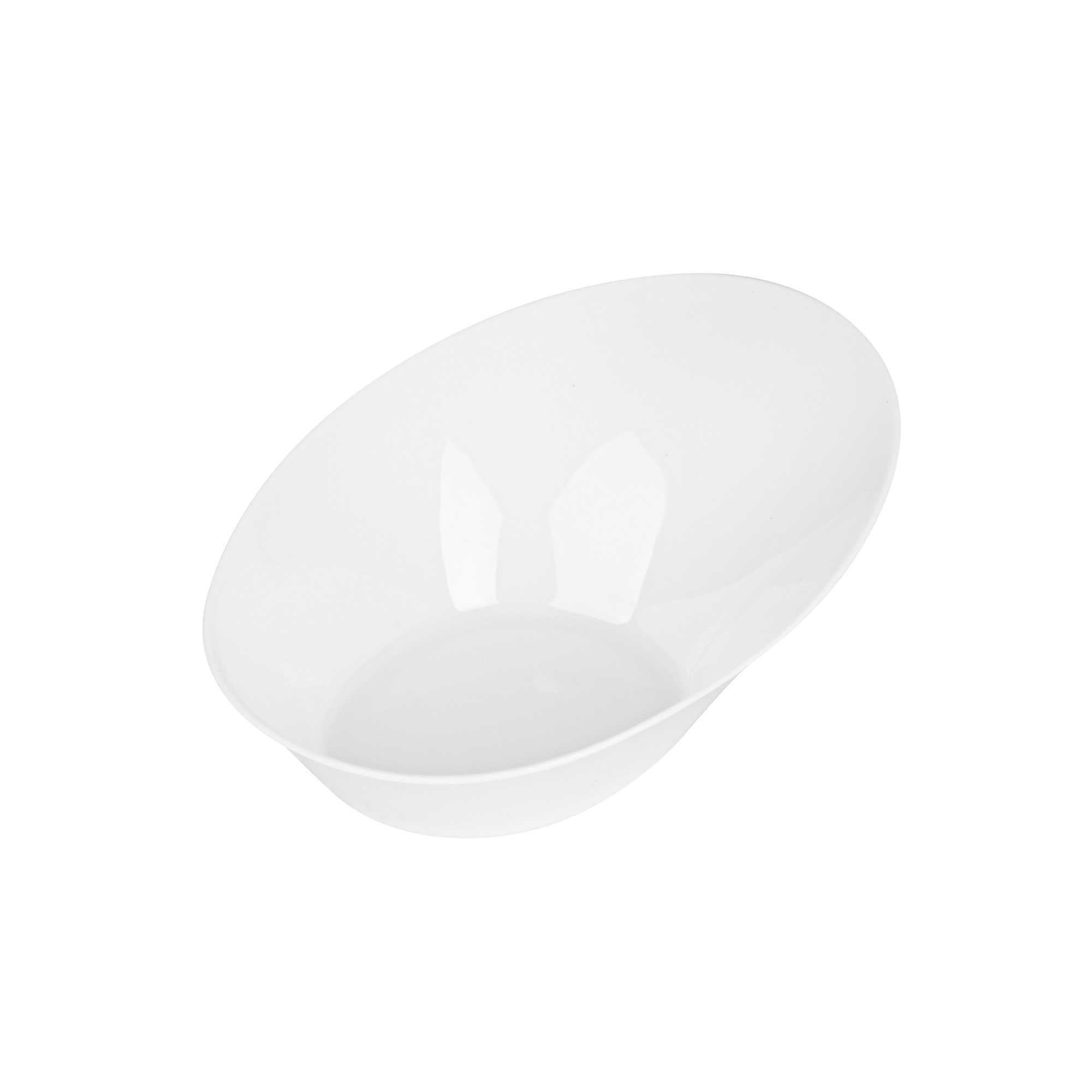 Mini Serve Oval White Plastic Ellipse Dish - 4" x 3" x 1 1/4" - 50 count box