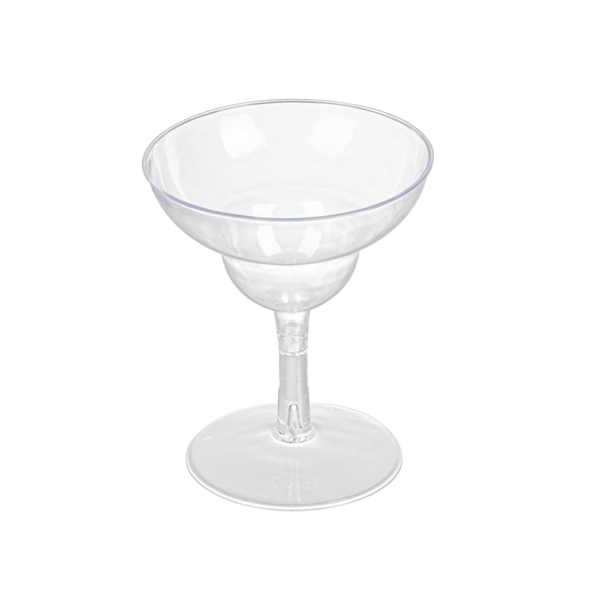 Bev Tek 2 oz Round Clear Plastic Mini Margarita Glass - 2 3/4" x 2 3/4" x 3 1/4" - 100 count box