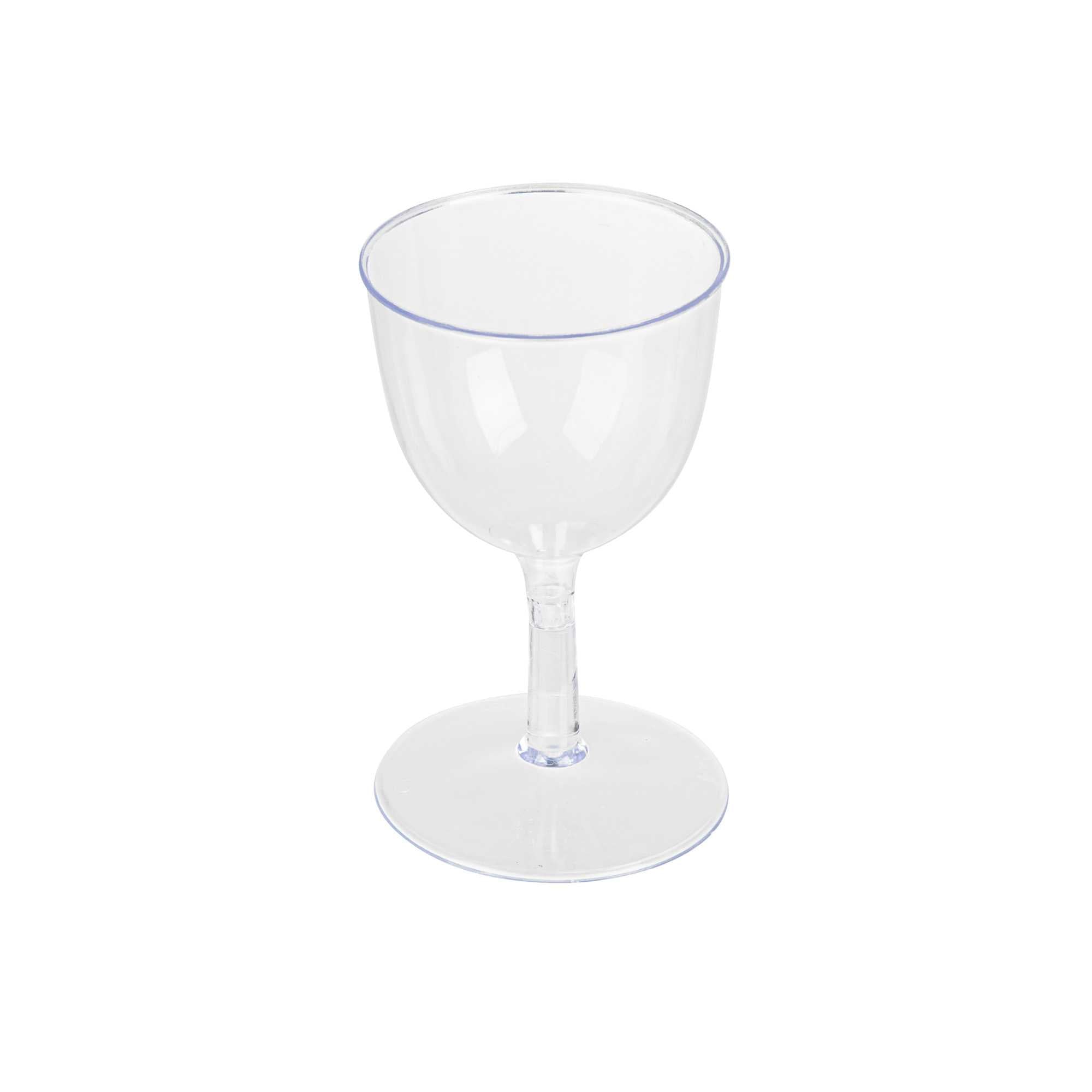 Bev Tek 2 oz Round Clear Plastic Mini Wine Goblet - 2" x 2" x 2 1/2" - 400 count box
