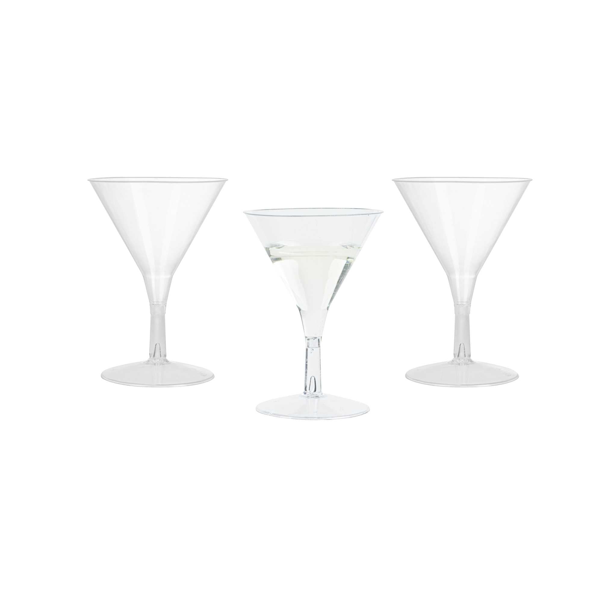 2 oz Round Clear Plastic Mini Martini Glass - 2 1/2" x 2 1/2" x 3 3/4" - 10 count box