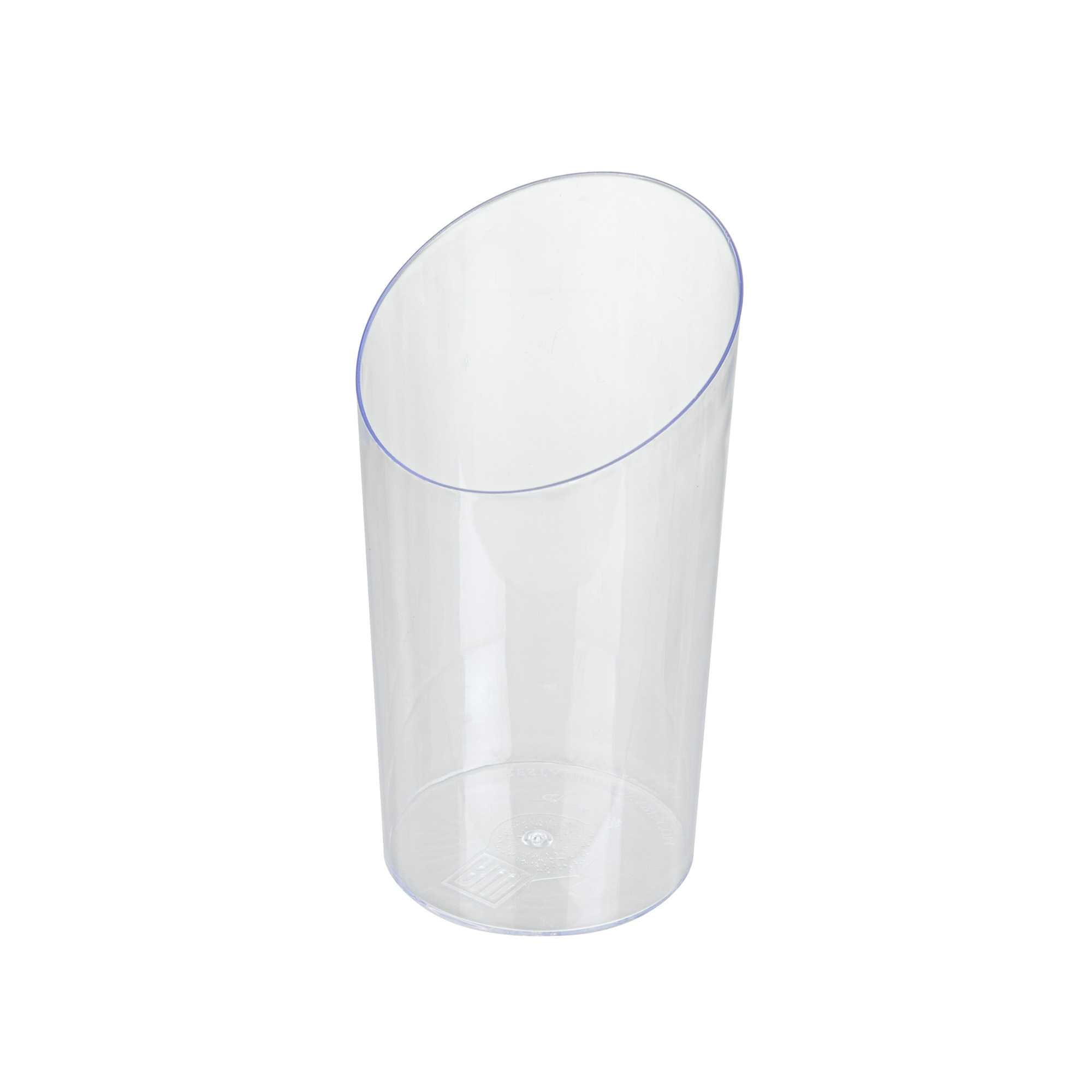 Mini Serve 5 oz Round Clear Plastic Large Incline Tube Glass - 2 1/4" x 2 1/4" x 4 1/4" - 100 count box