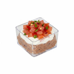 Mini Serve 2 oz Square Clear Plastic Short Quadrato Cup - 1 3/4