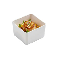 Mini Serve 1 oz Square White Plastic Short Quadrato Cup - 1 3/4