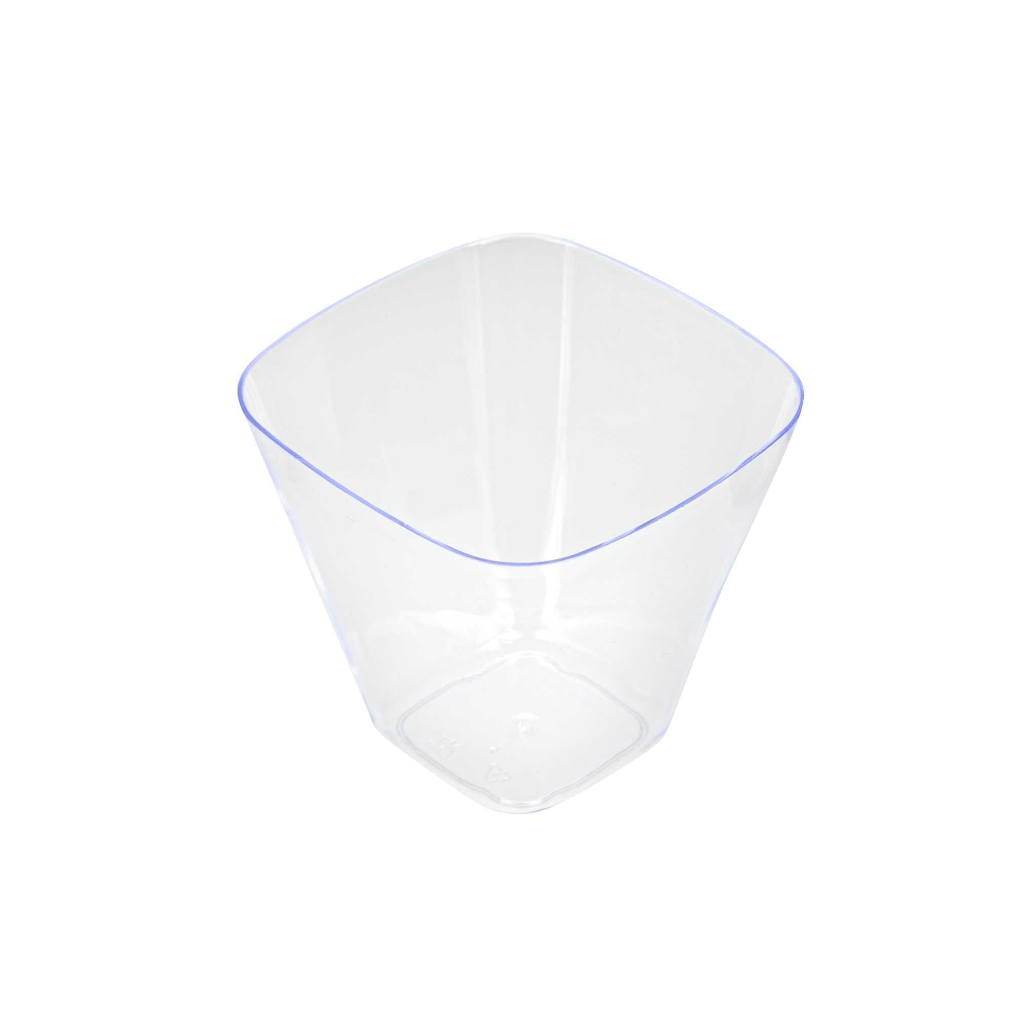 Mini Serve 4 oz Square Clear Plastic Bellissima Tasting Cup - 2 1/2" x 2 1/2" x 2 1/4" - 100 count box