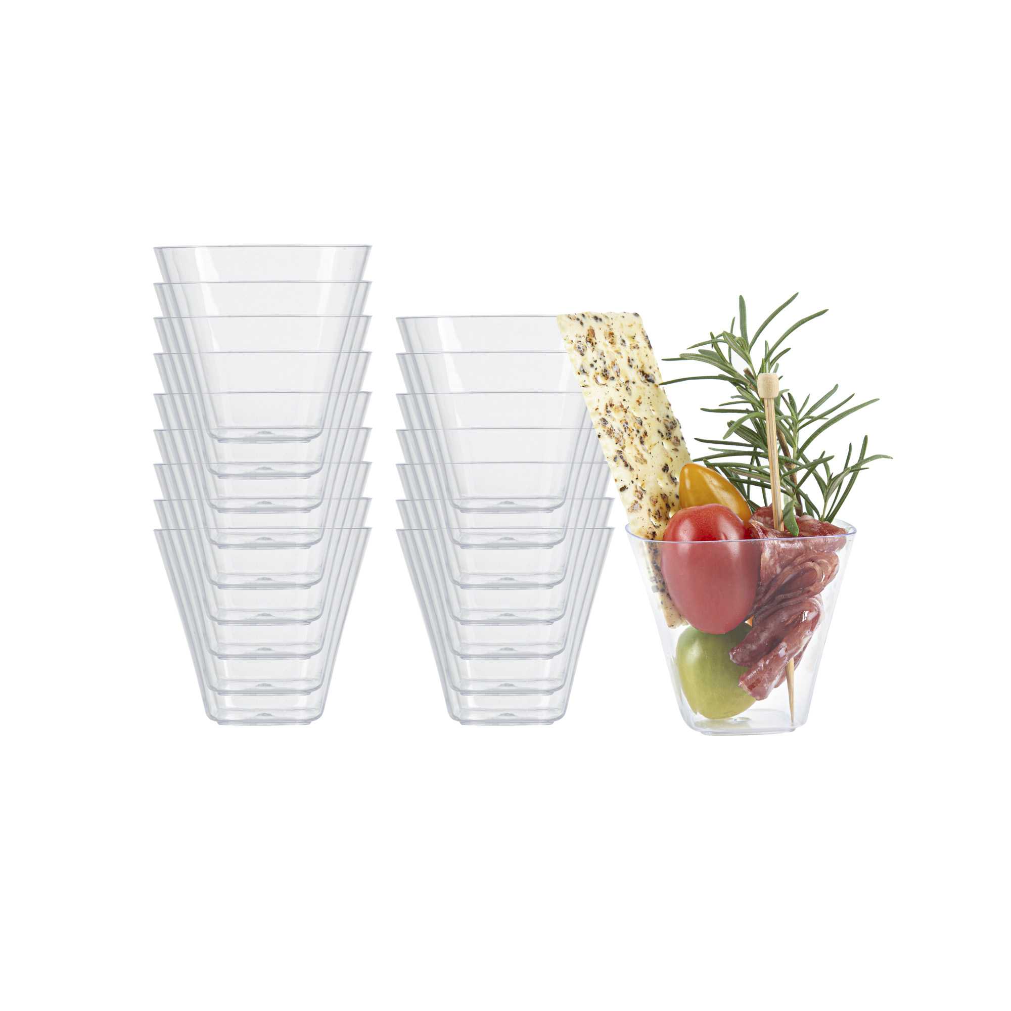 Mini Serve 4 oz Square Clear Plastic Bellissima Tasting Cup - 2 1/2" x 2 1/2" x 2 1/4" - 100 count box