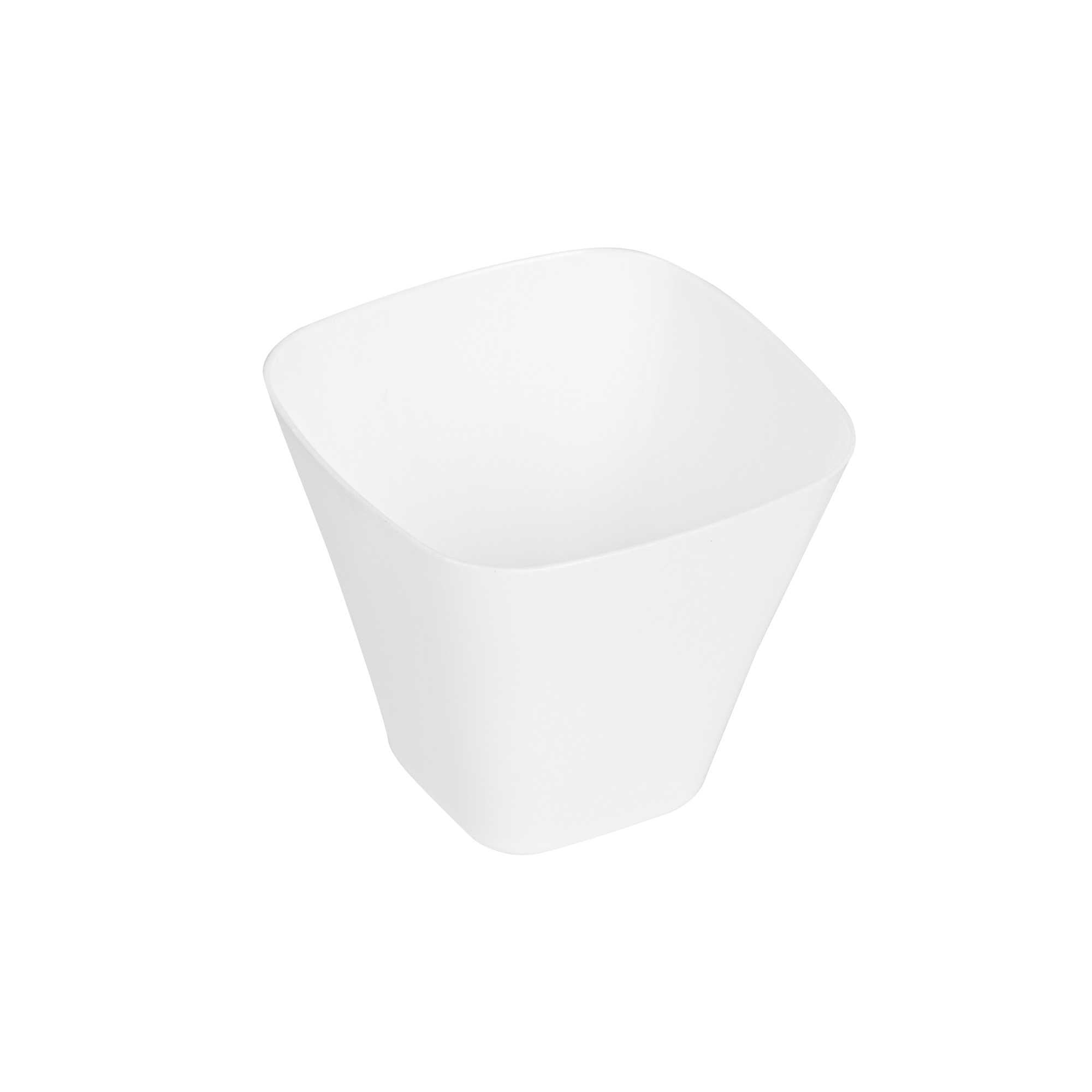 Mini Serve 4 oz Square White Plastic Bellissima Tasting Cup - 2 1/2" x 2 1/2" x 2 1/4" - 100 count box