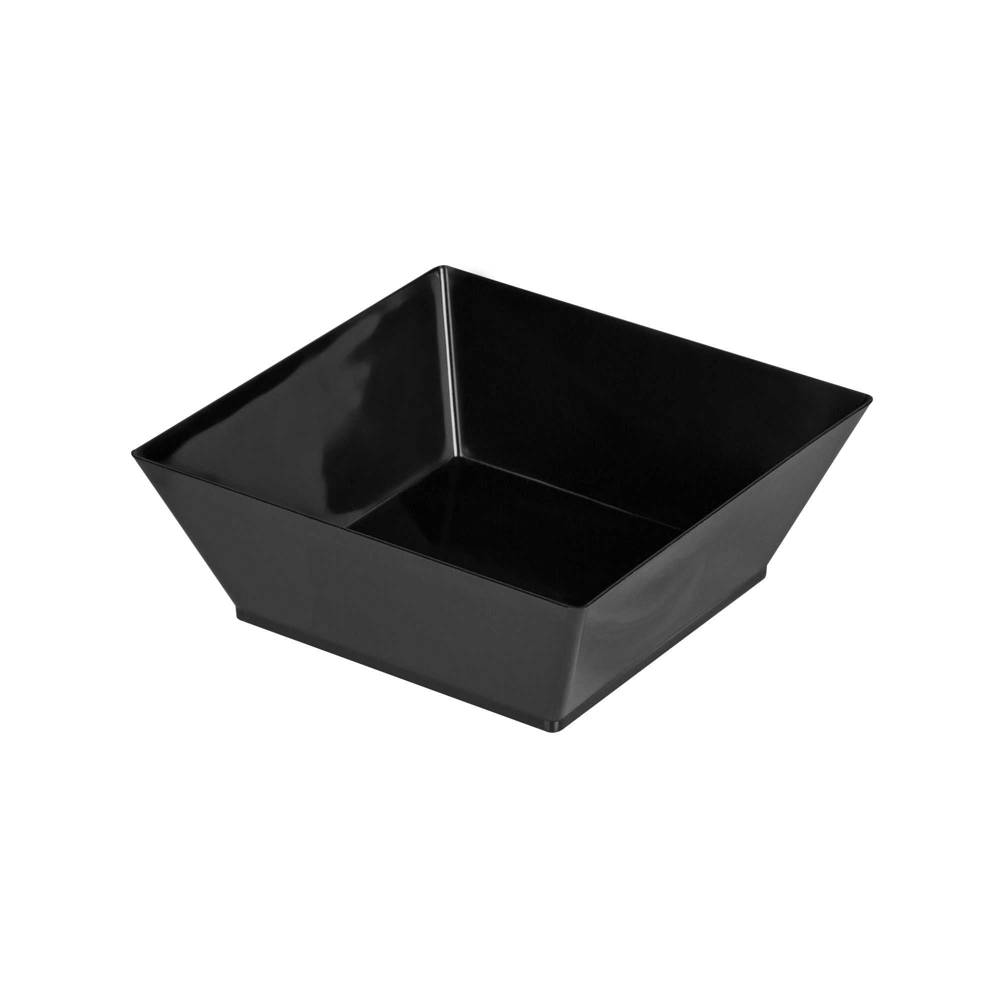 Maxi Serve 10 oz Square Black Plastic Small Modern Bowl - 4 1/4" x 4 1/4" x 1 1/2" - 100 count box