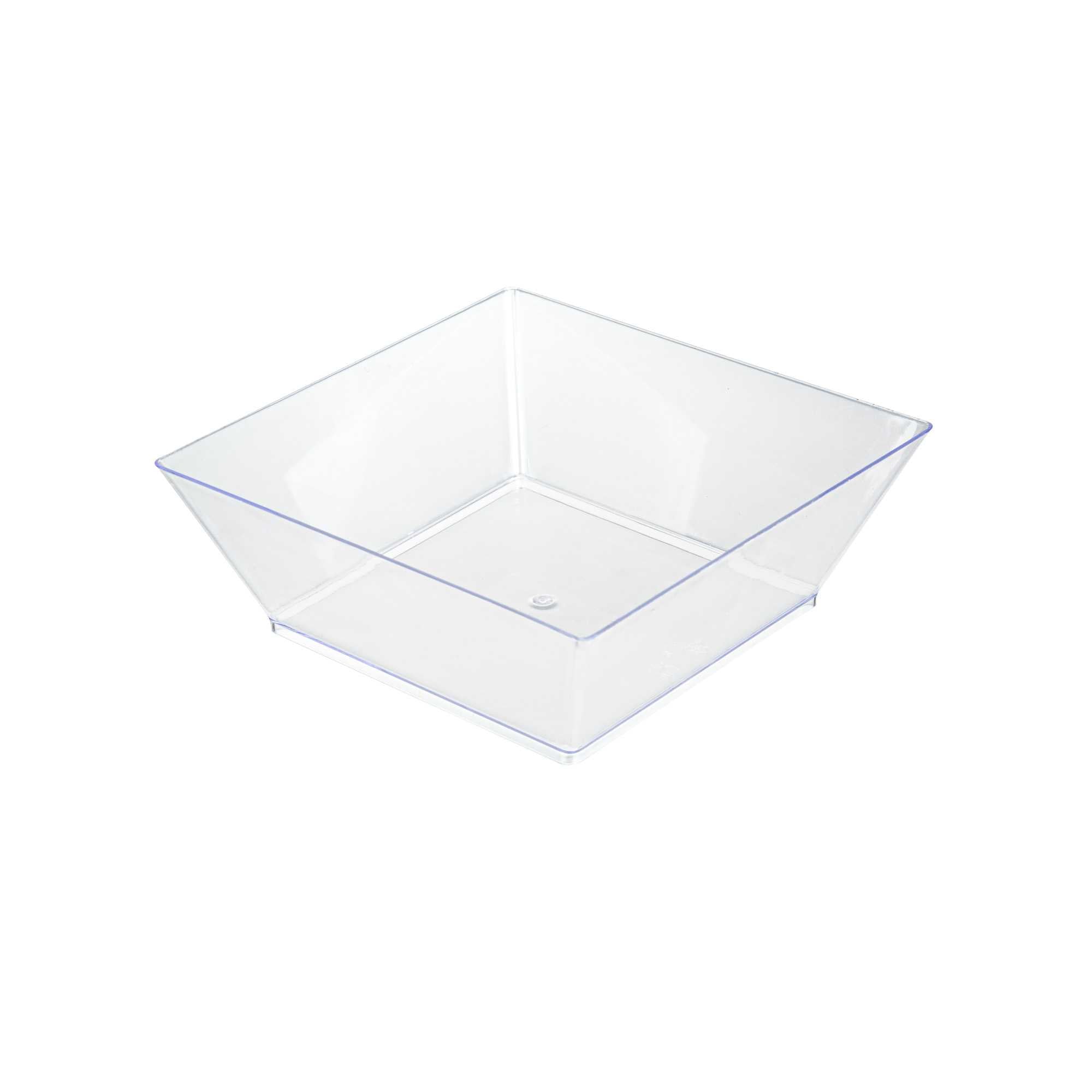 Maxi Serve 10 oz Square Clear Plastic Small Modern Bowl - 4 1/4" x 4 1/4" x 1 1/2" - 100 count box