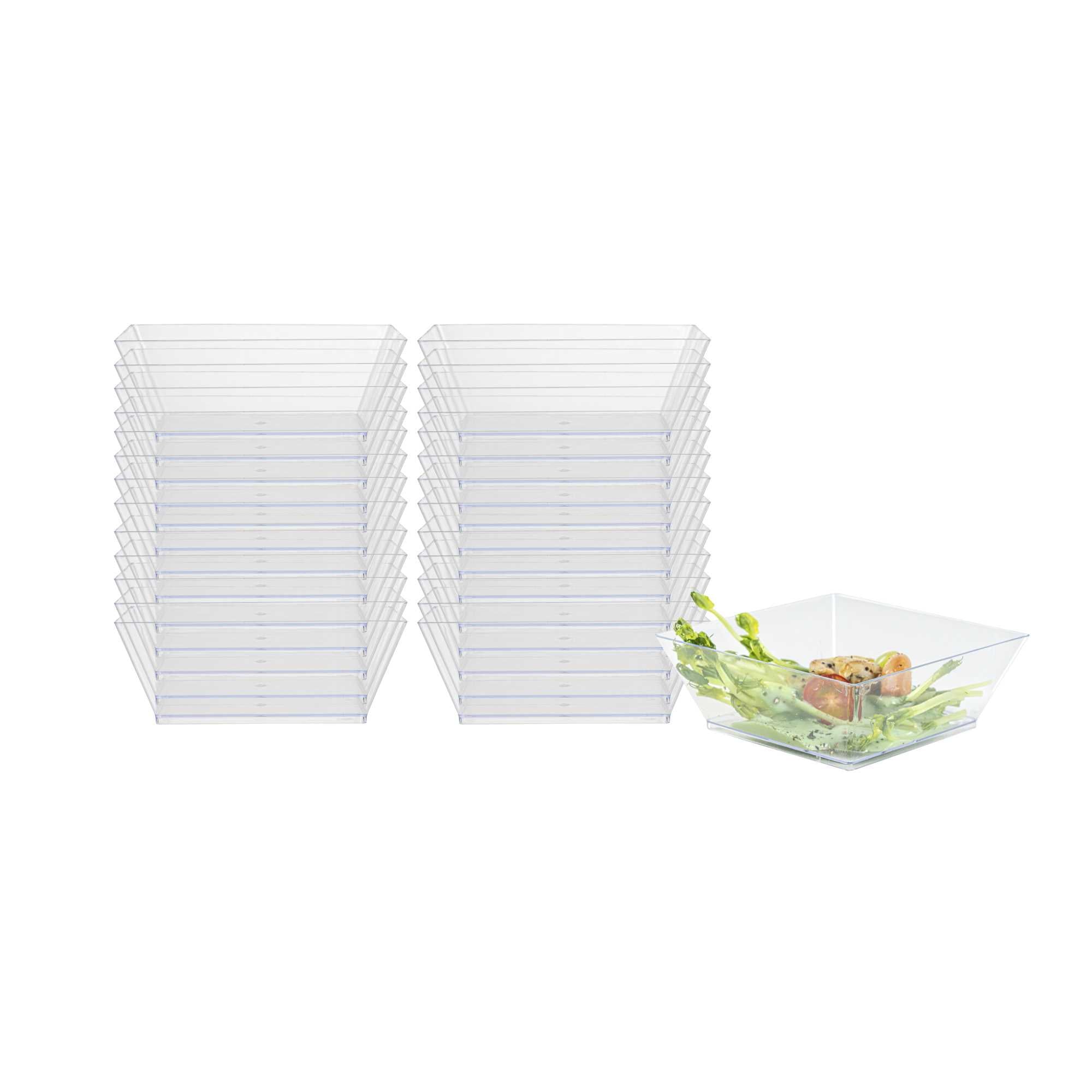 Maxi Serve 10 oz Square Clear Plastic Small Modern Bowl - 4 1/4" x 4 1/4" x 1 1/2" - 100 count box