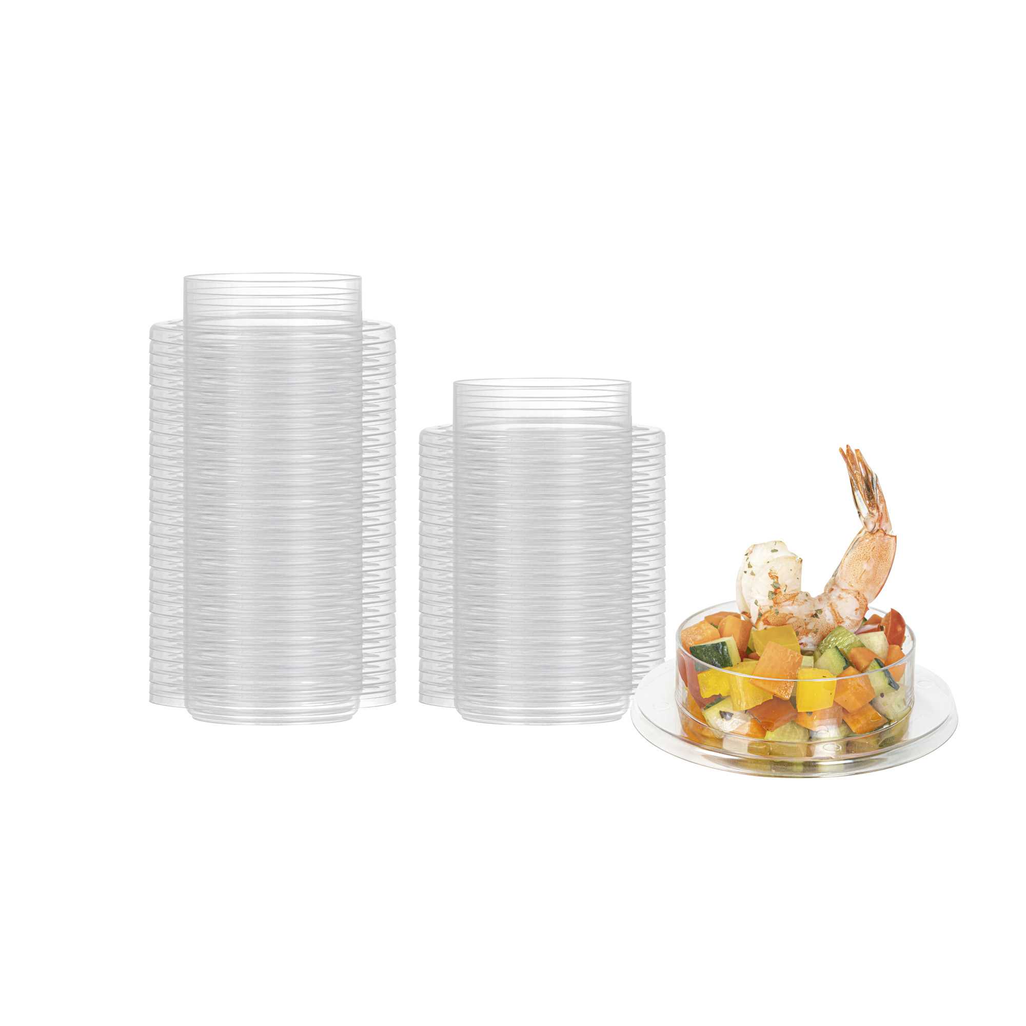 Mini Serve 3 oz Round Clear Plastic Gastronomique Petri Dish - 3 1/4" x 3 1/4" x 1" - 100 count box