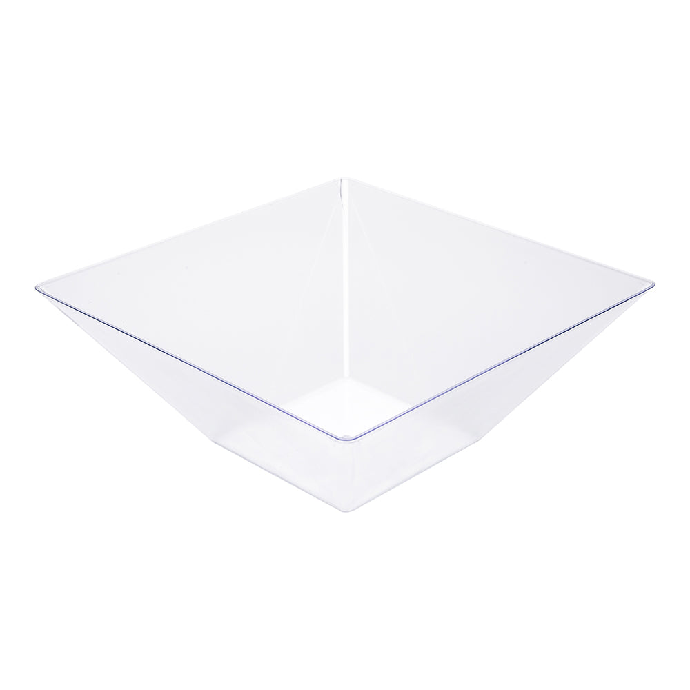 Maxi Serve 160 oz Square Clear Plastic Large Modern Serving Bowl - 11" x 11" x 4 1/2" - 25 count box