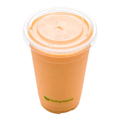 Basic Nature Round Clear PLA Plastic Lid - Fits 20 oz Drinking Cups, Compostable - 1000 count box